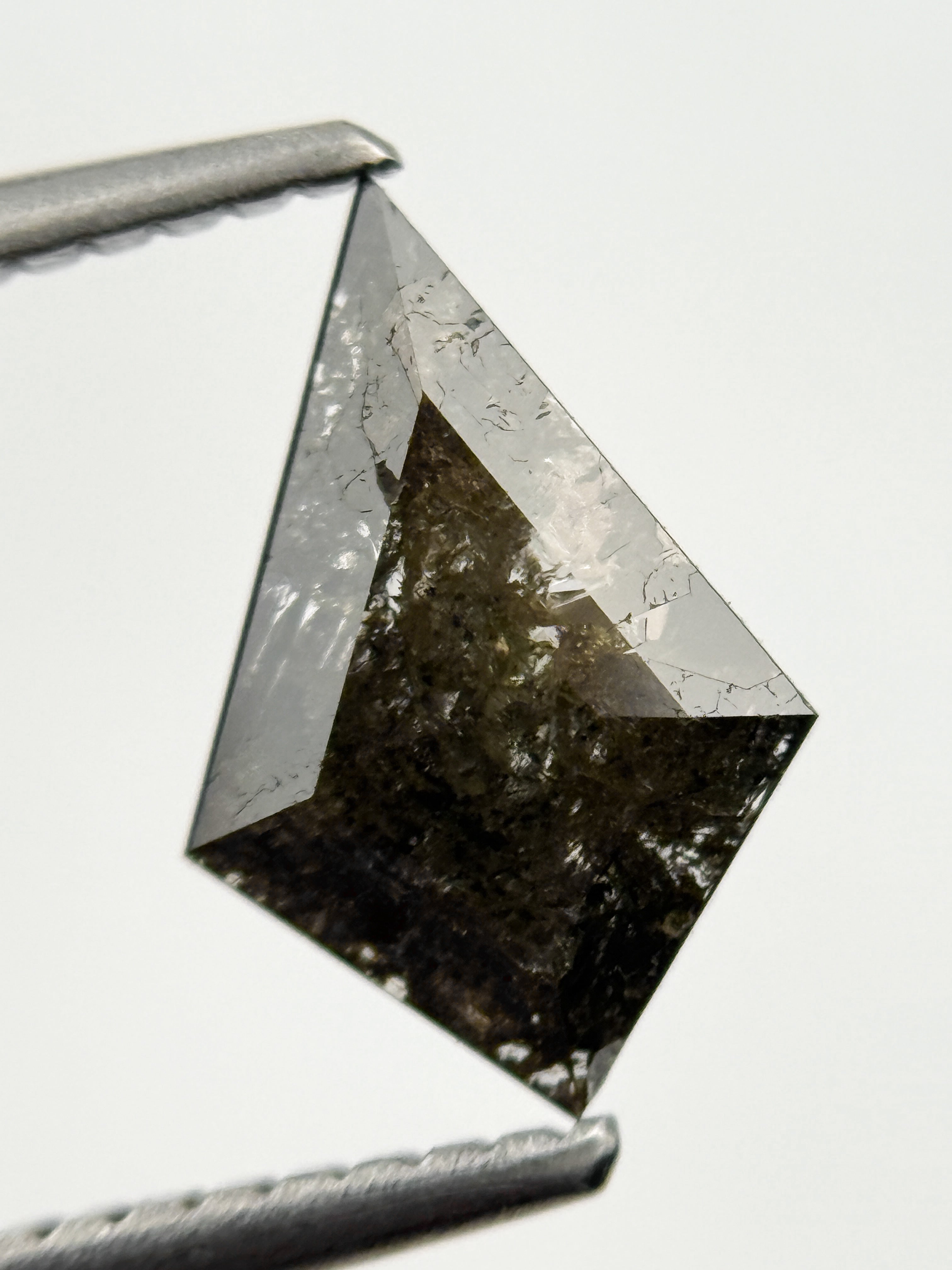 0.81 Ct Kite Rose Cut Grey Natural Salt and Pepper Diamond