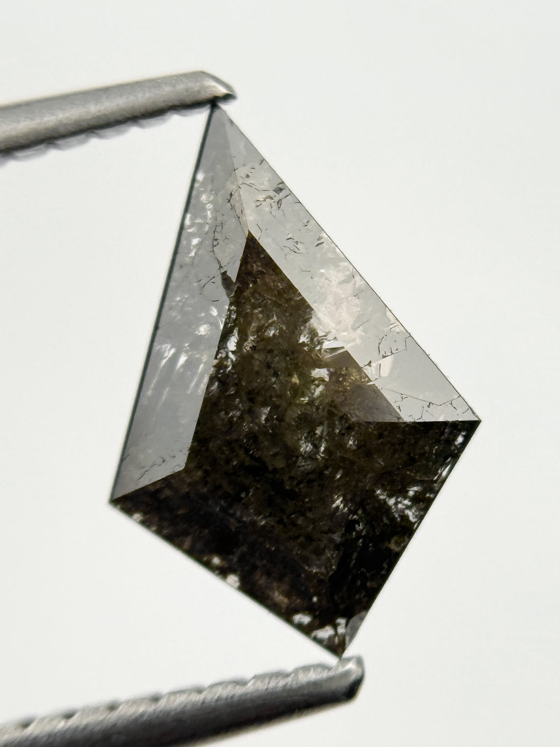 0.81 Ct Kite Rose Cut Grey Natural Salt and Pepper Diamond