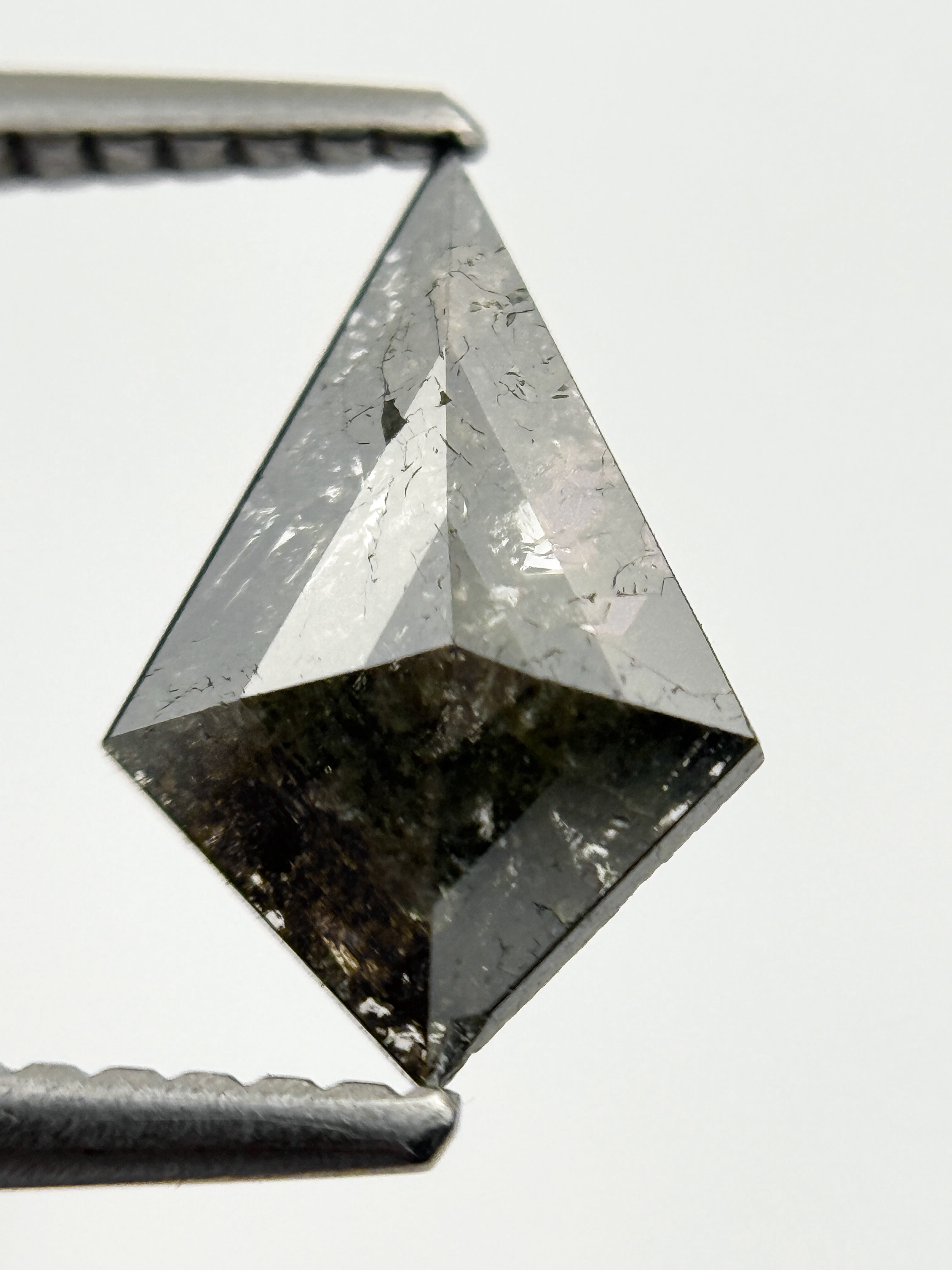 0.81 Ct Kite Rose Cut Grey Natural Salt and Pepper Diamond