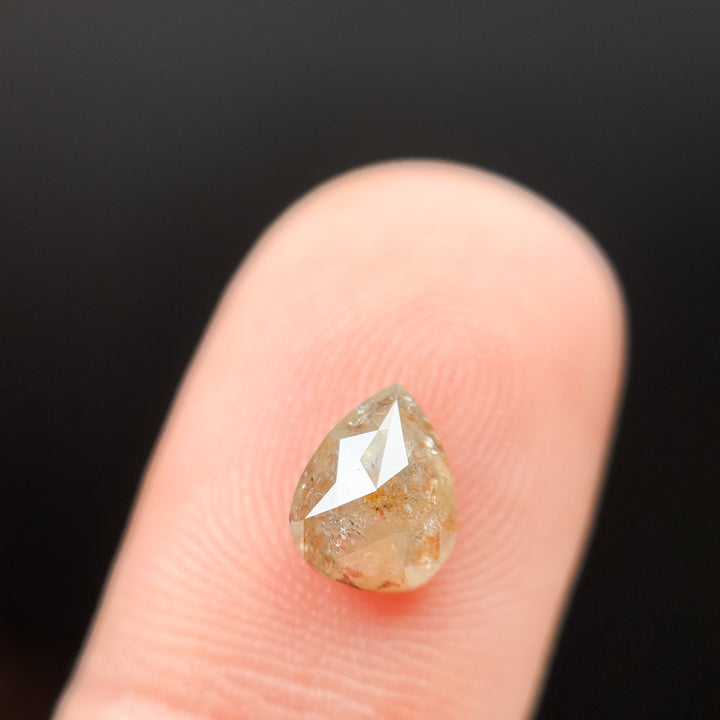 1.33 Ct Pear Rose Cut Orange Natural Salt and Pepper Diamond