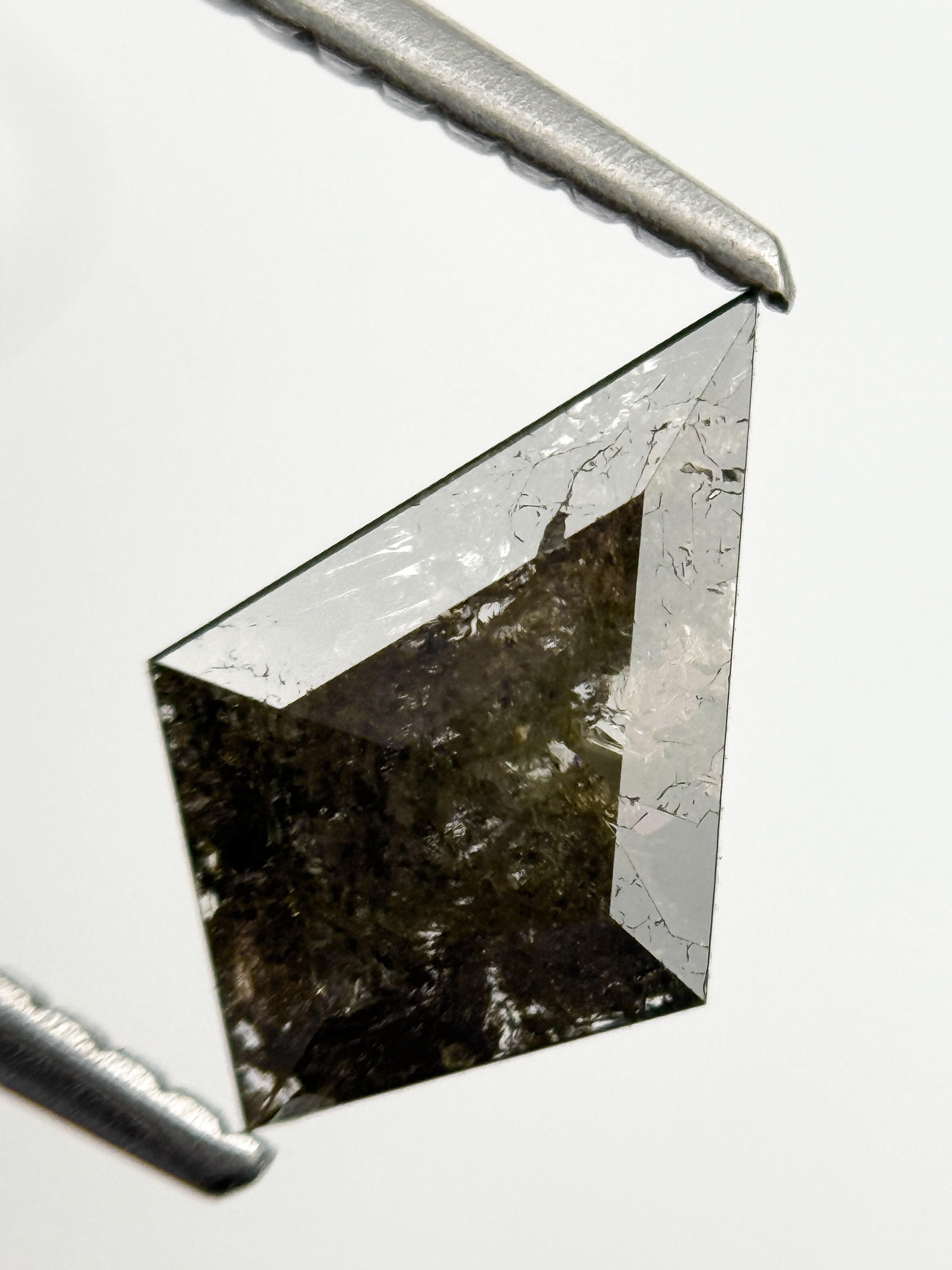 0.81 Ct Kite Rose Cut Grey Natural Salt and Pepper Diamond