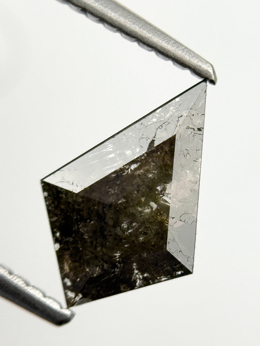 0.81 Ct Kite Rose Cut Grey Natural Salt and Pepper Diamond