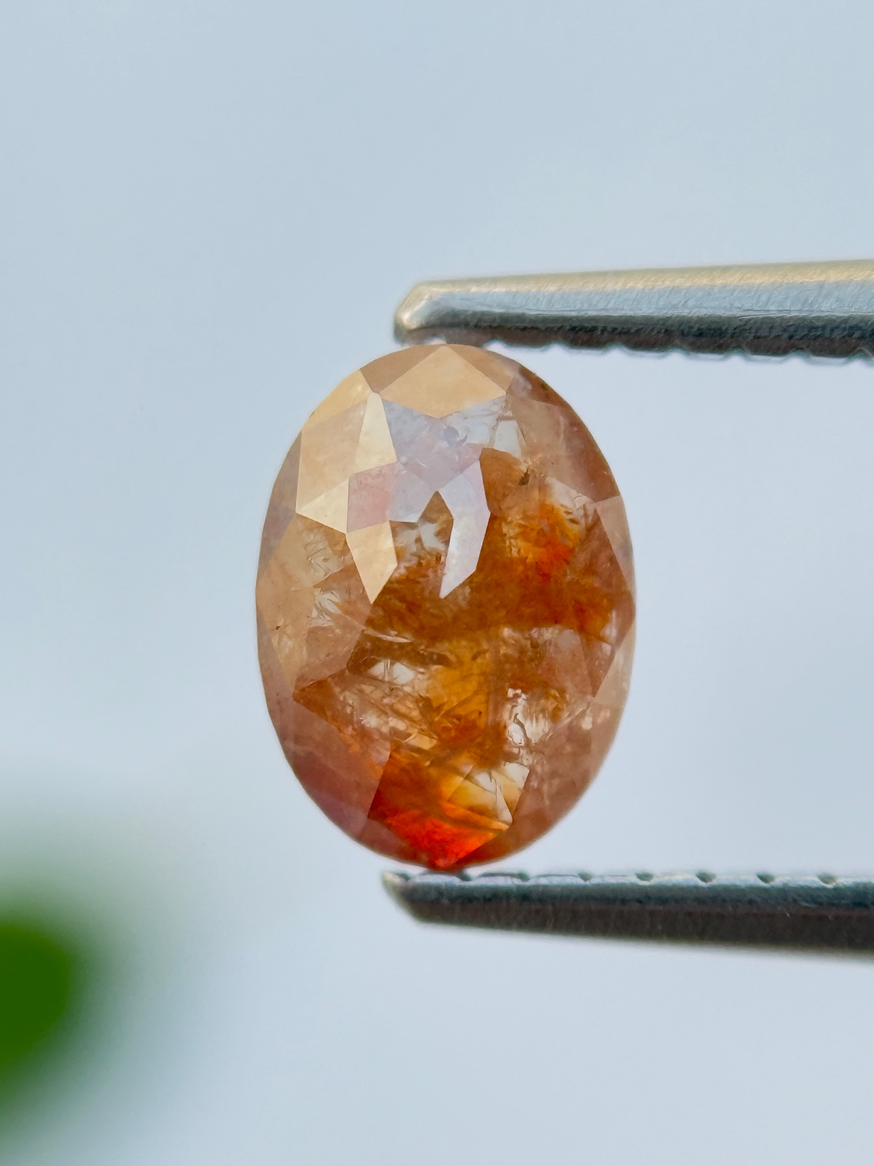 0.97 Ct Oval Rose Cut Red Natural Salt and Pepper Diamond