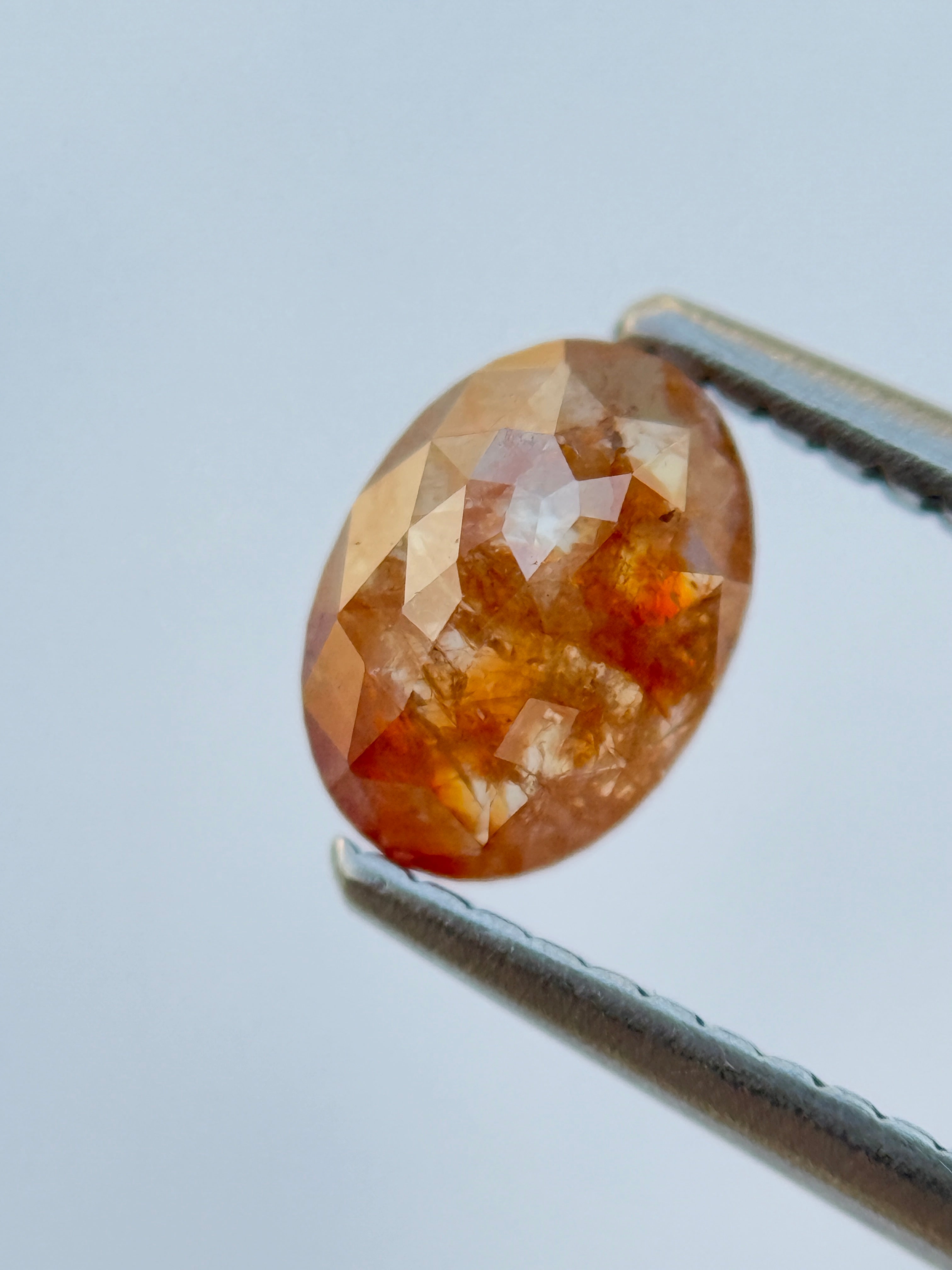 0.97 Ct Oval Rose Cut Red Natural Salt and Pepper Diamond