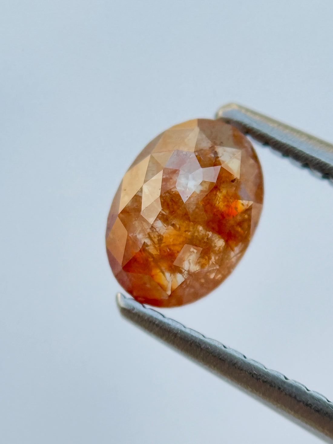 0.97 Ct Oval Rose Cut Red Natural Salt and Pepper Diamond
