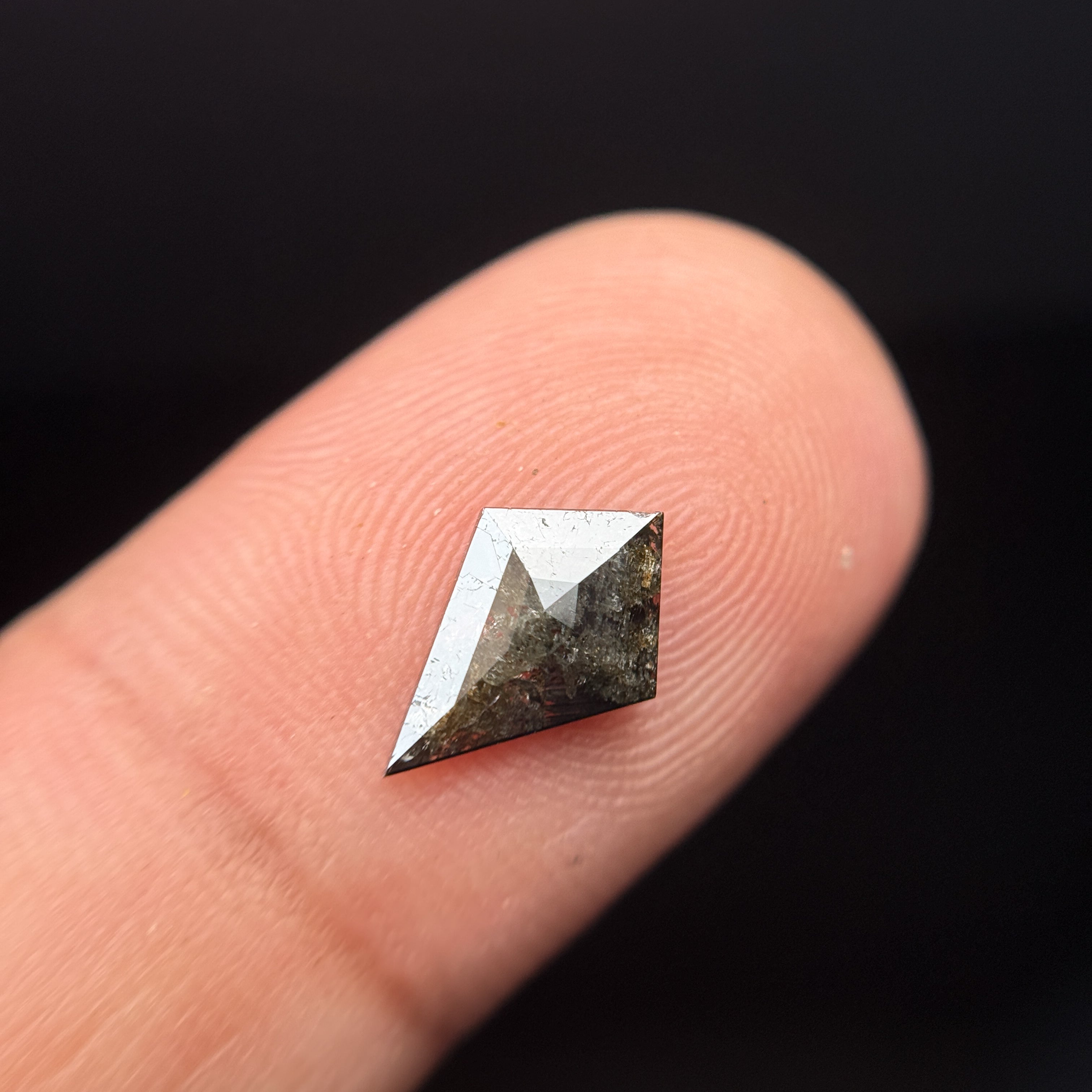 0.81 Ct Kite Rose Cut Grey Natural Salt and Pepper Diamond
