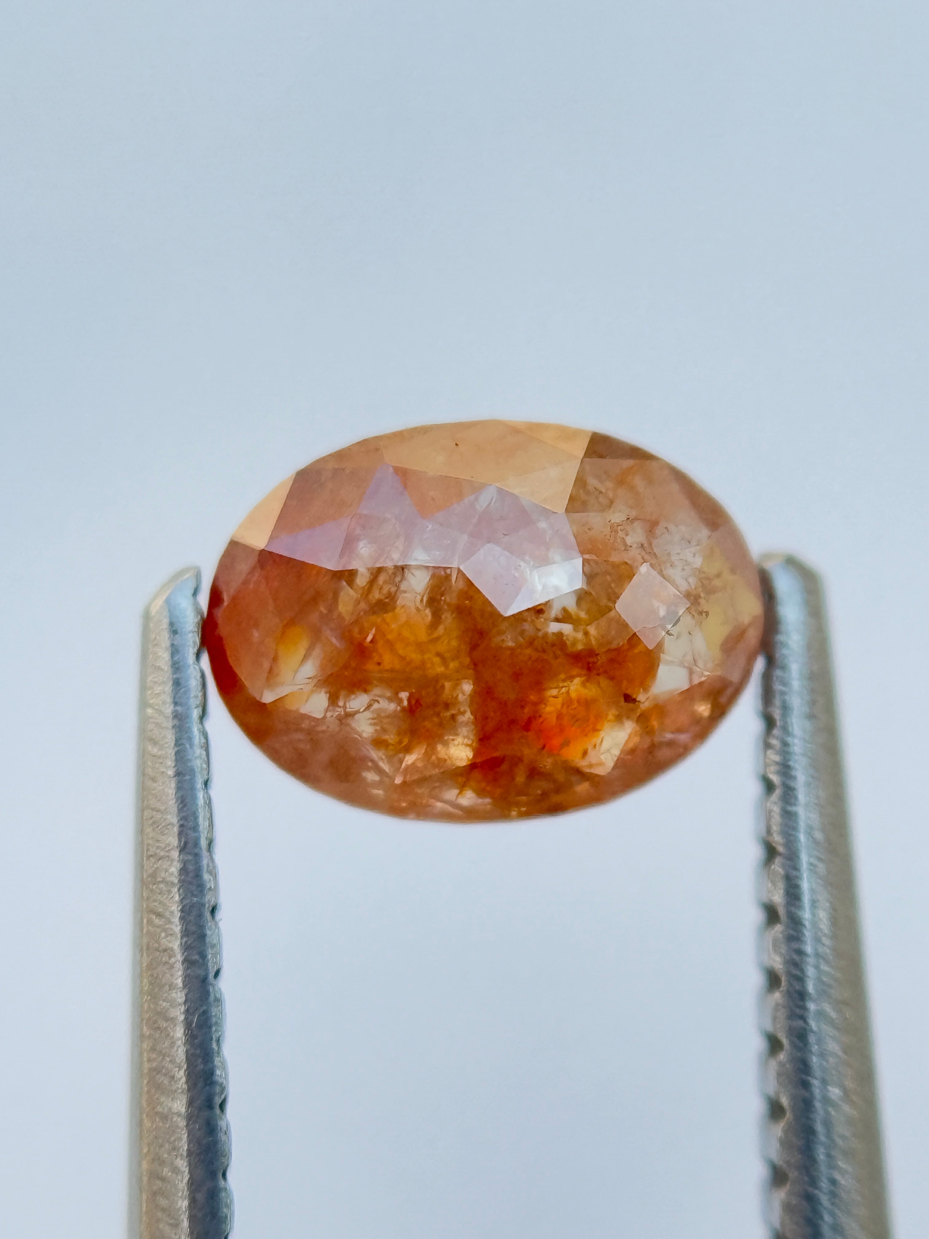 0.97 Ct Oval Rose Cut Red Natural Salt and Pepper Diamond