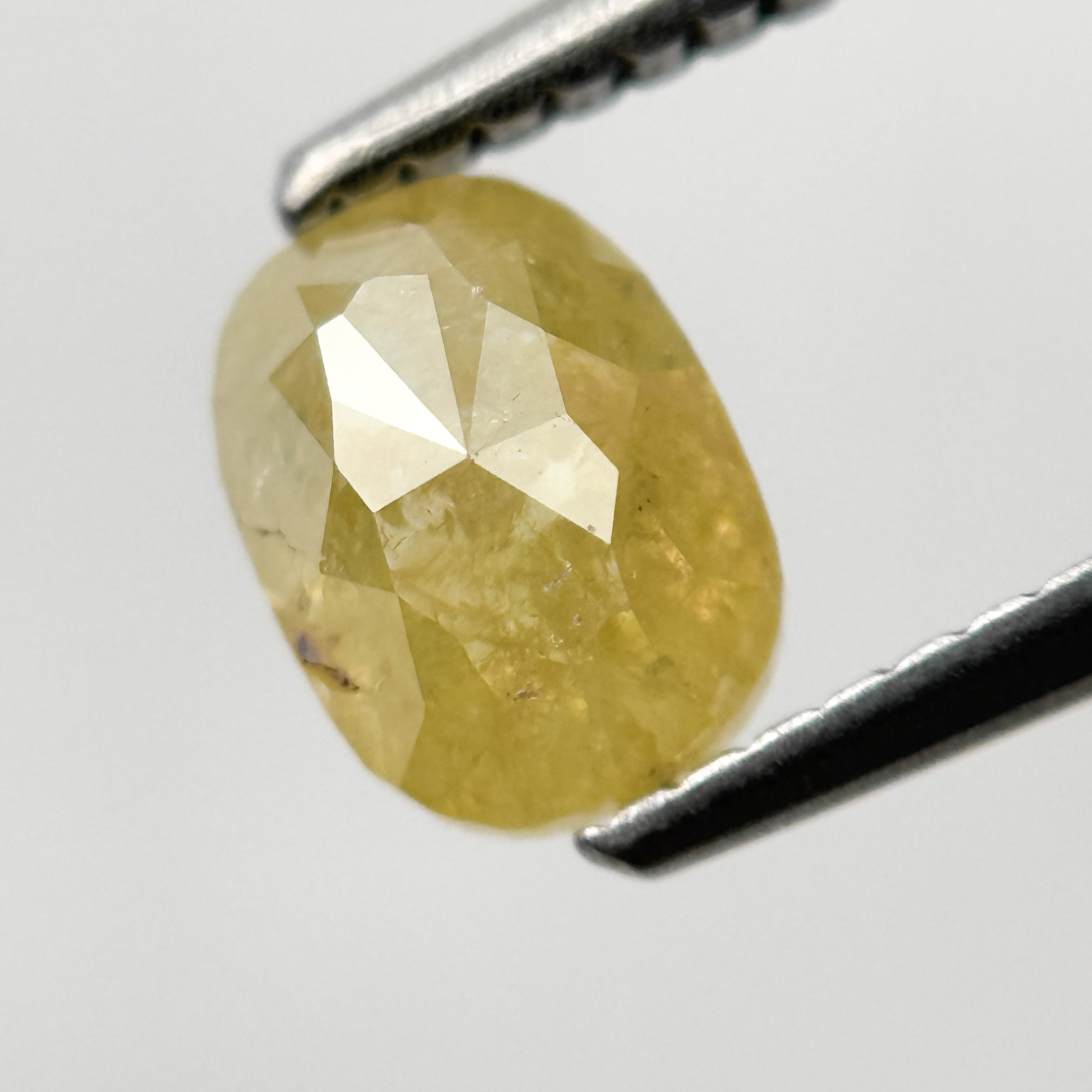 1.15 Ct Oval Rose Cut Yellow Natural Salt and Pepper Diamond