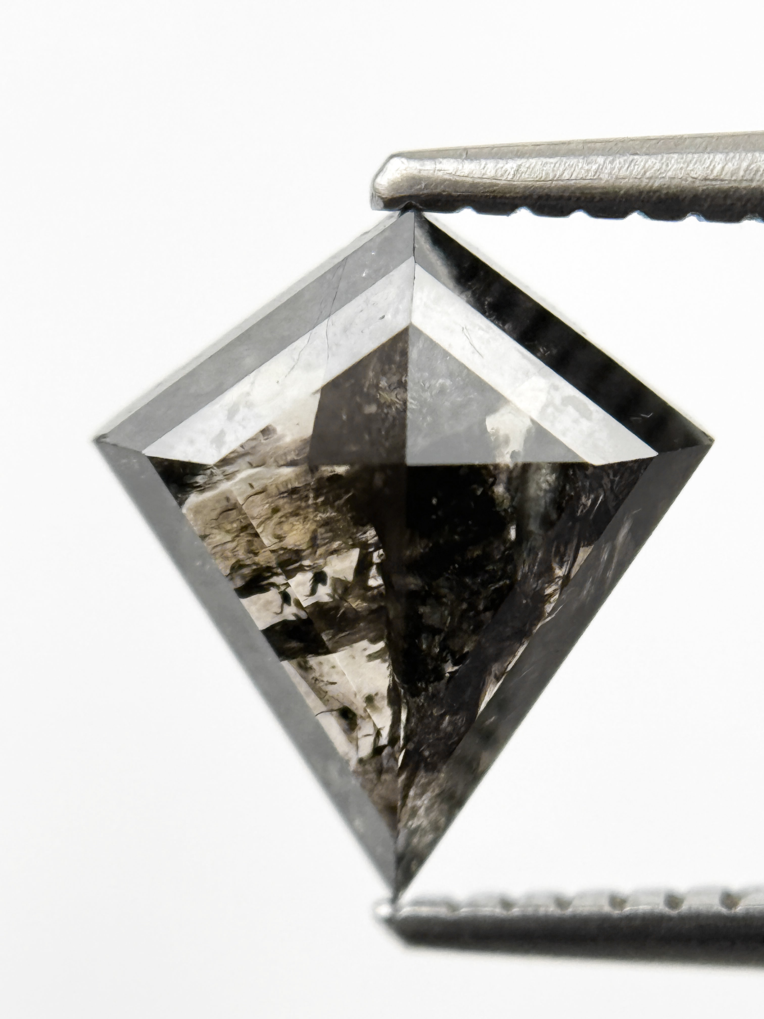 1.75 Ct Kite Rose Cut Grey Natural Salt and Pepper Diamond