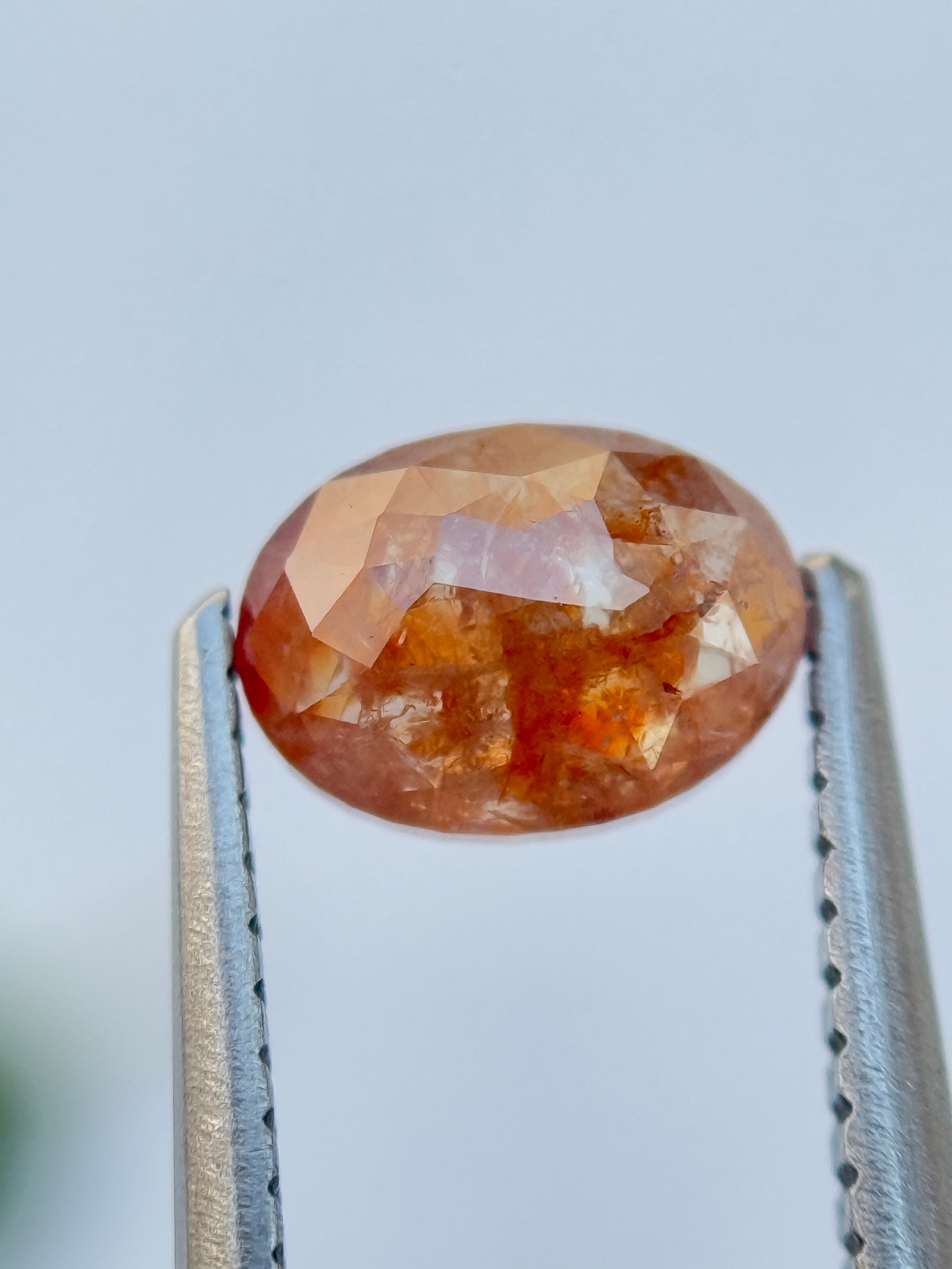 0.97 Ct Oval Rose Cut Red Natural Salt and Pepper Diamond