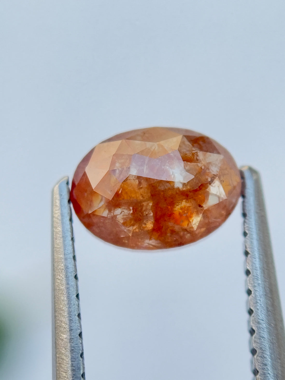0.97 Ct Oval Rose Cut Red Natural Salt and Pepper Diamond