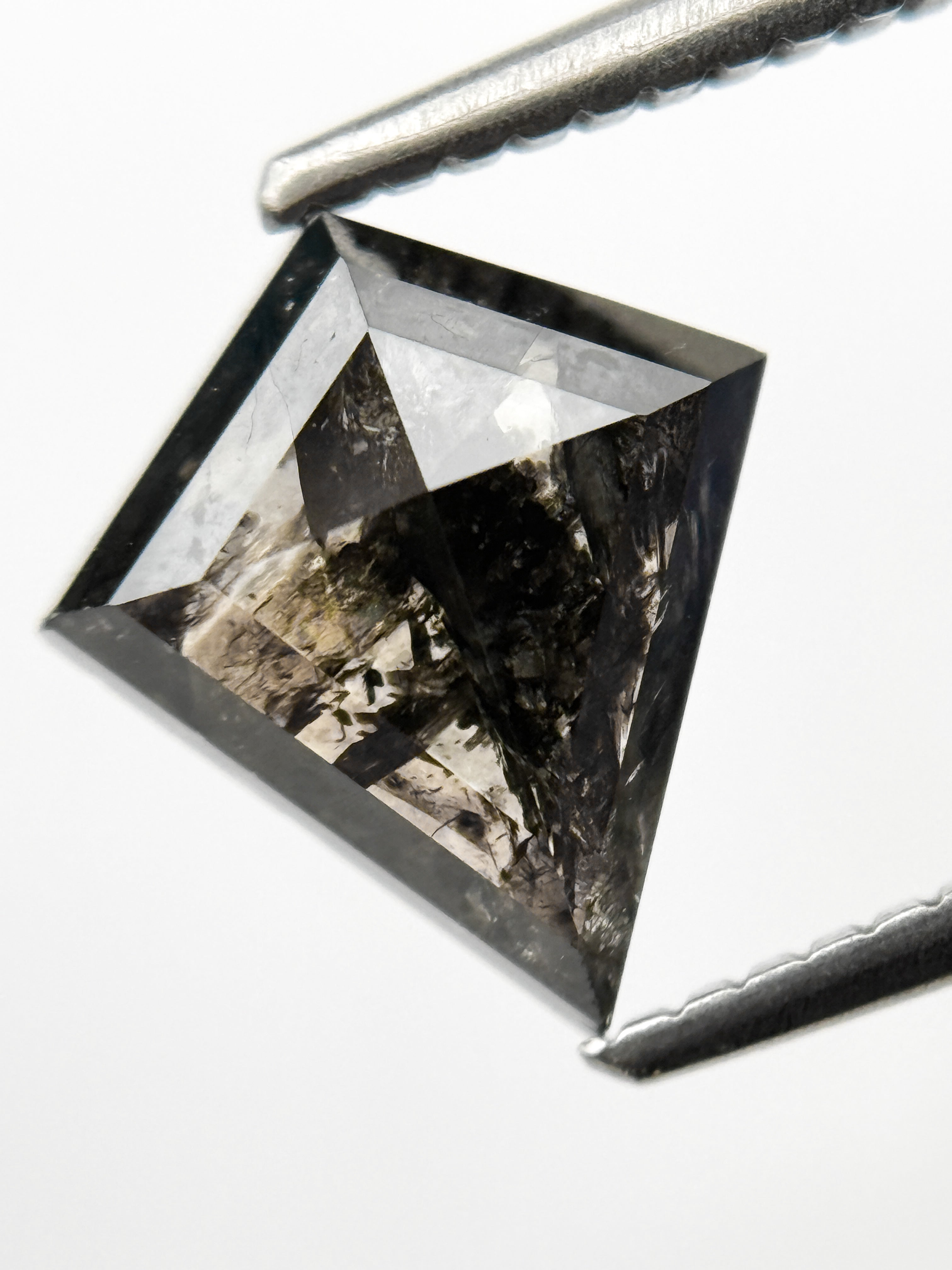 1.75 Ct Kite Rose Cut Grey Natural Salt and Pepper Diamond