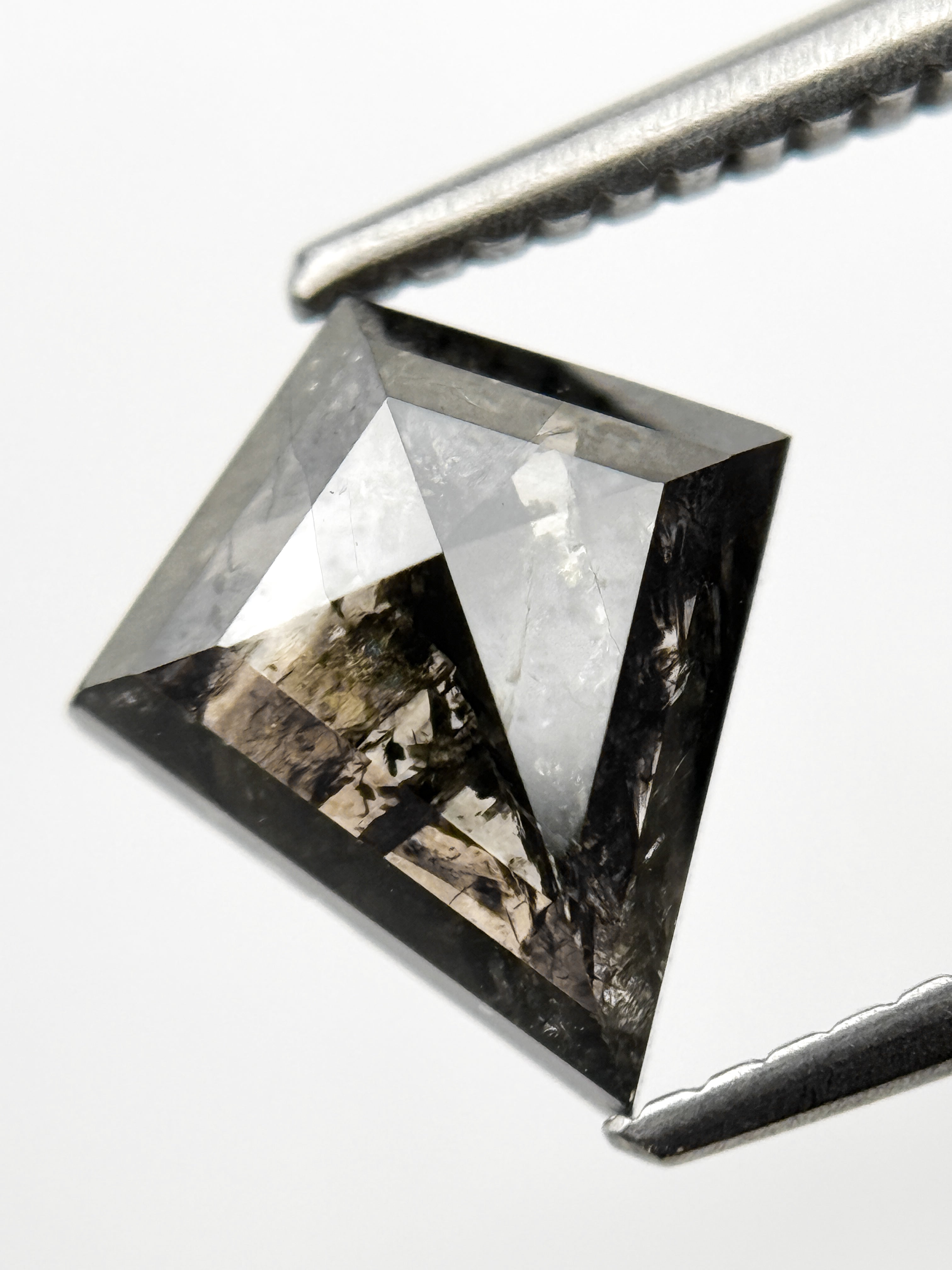 1.75 Ct Kite Rose Cut Grey Natural Salt and Pepper Diamond