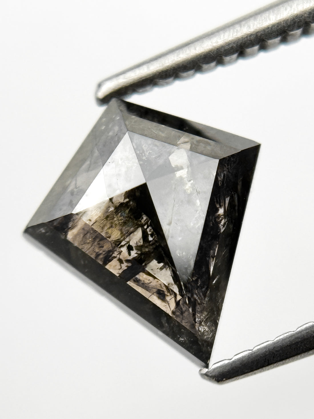 1.75 Ct Kite Rose Cut Grey Natural Salt and Pepper Diamond