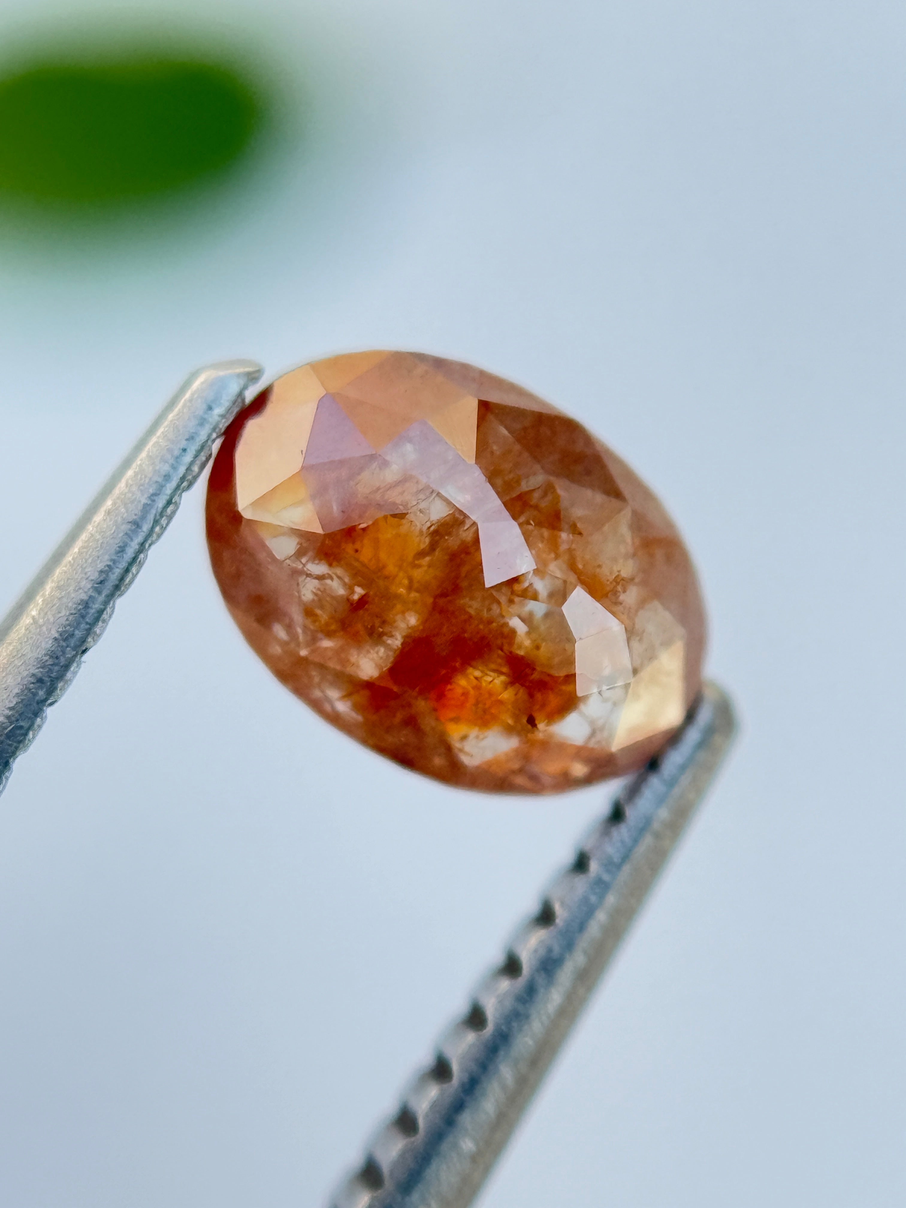 0.97 Ct Oval Rose Cut Red Natural Salt and Pepper Diamond