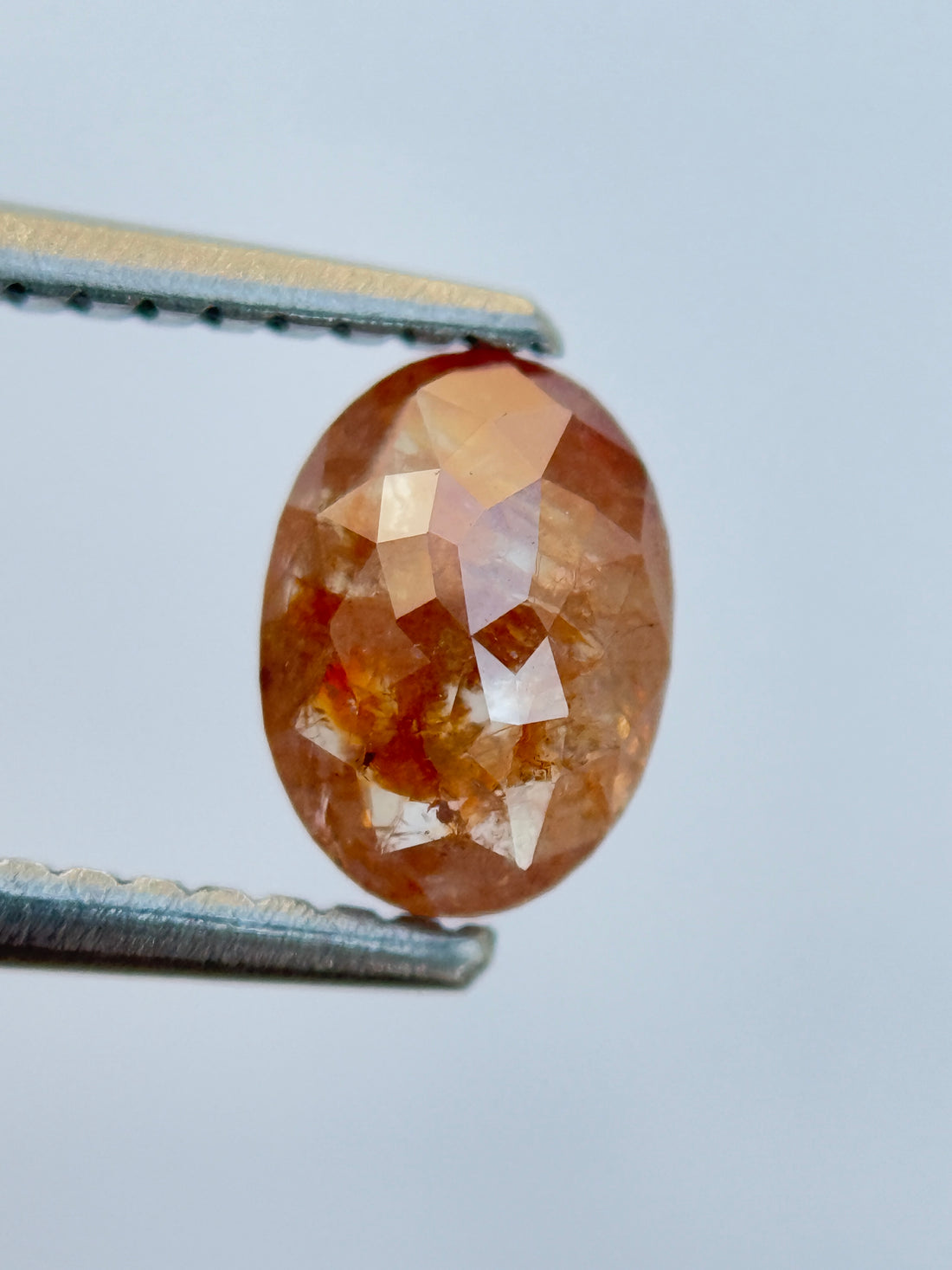 0.97 Ct Oval Rose Cut Red Natural Salt and Pepper Diamond