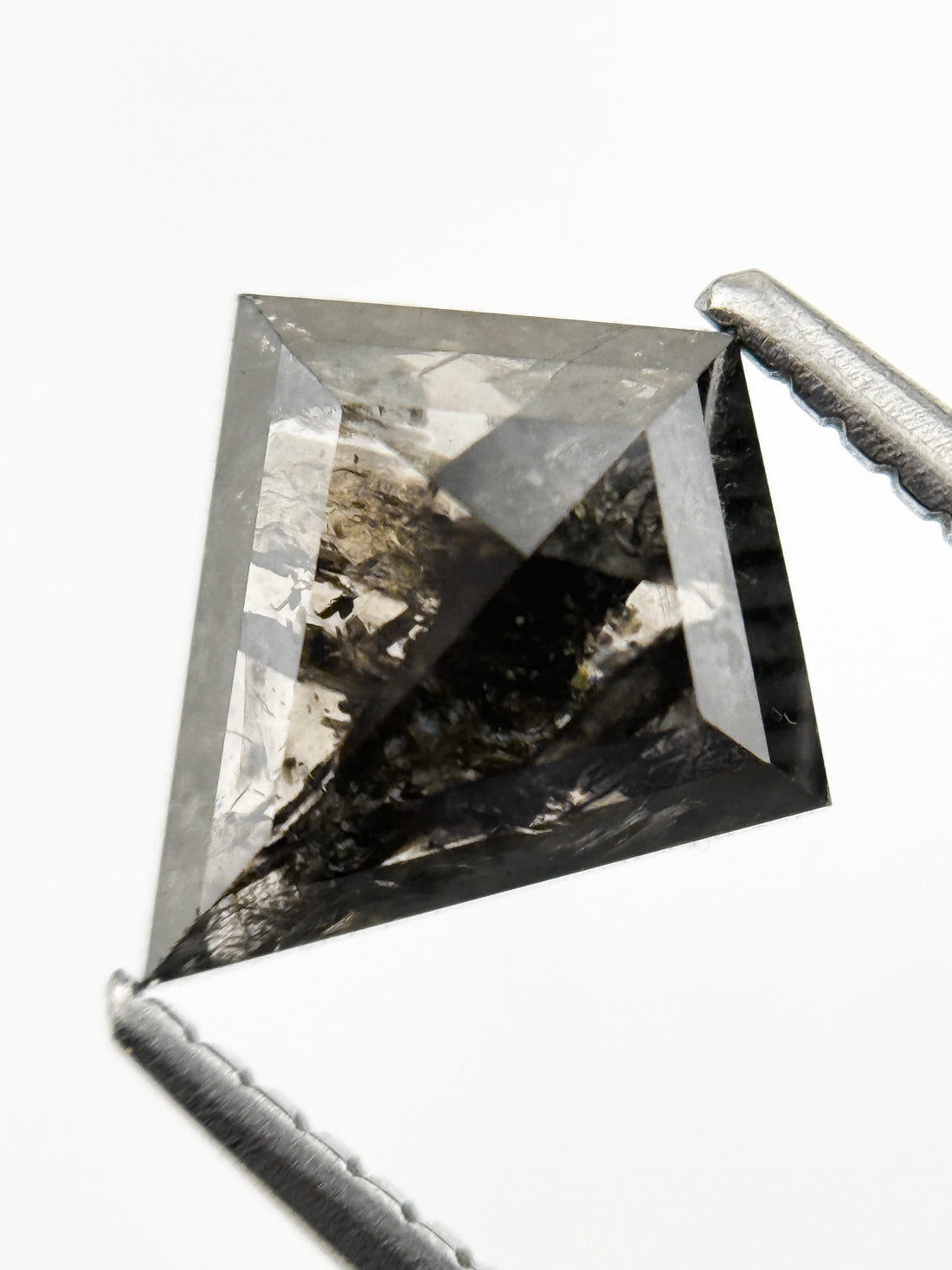 1.75 Ct Kite Rose Cut Grey Natural Salt and Pepper Diamond