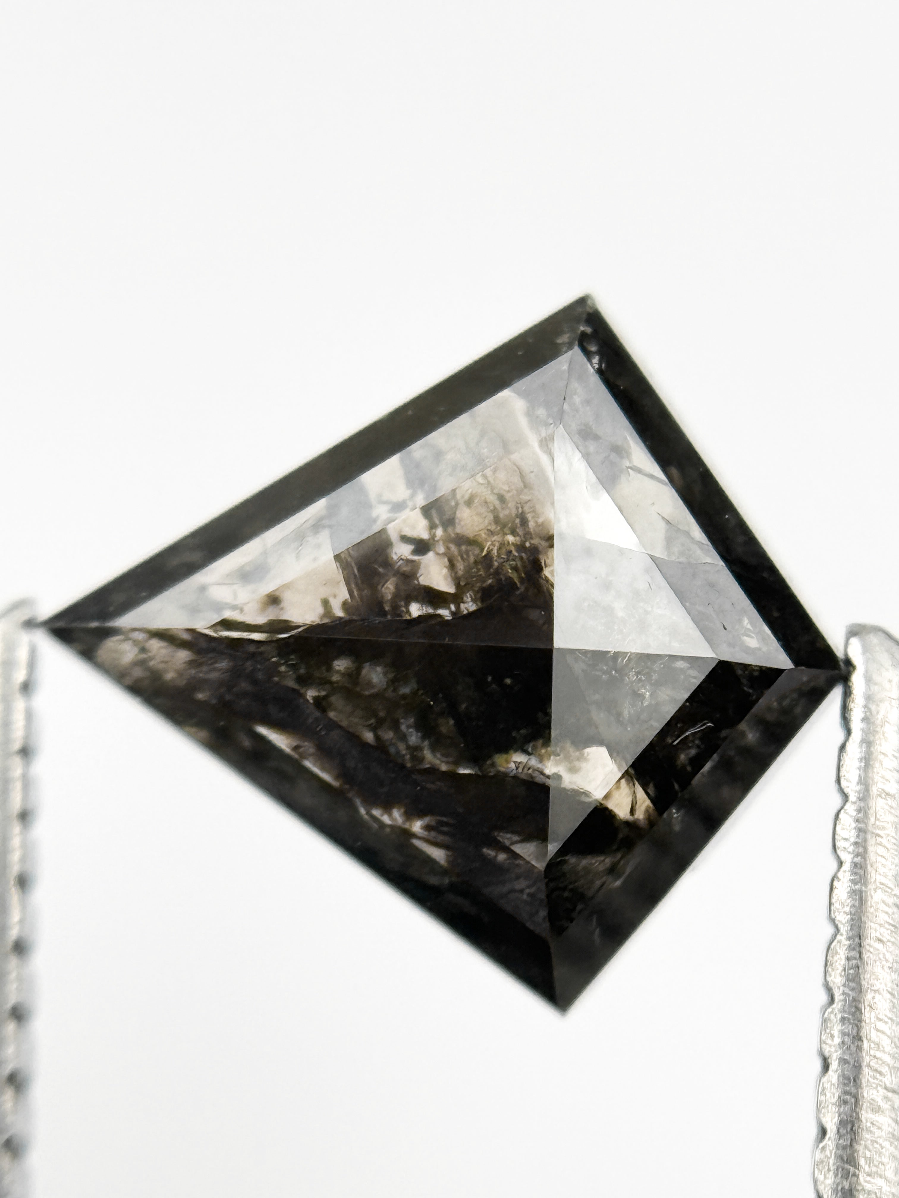 1.75 Ct Kite Rose Cut Grey Natural Salt and Pepper Diamond