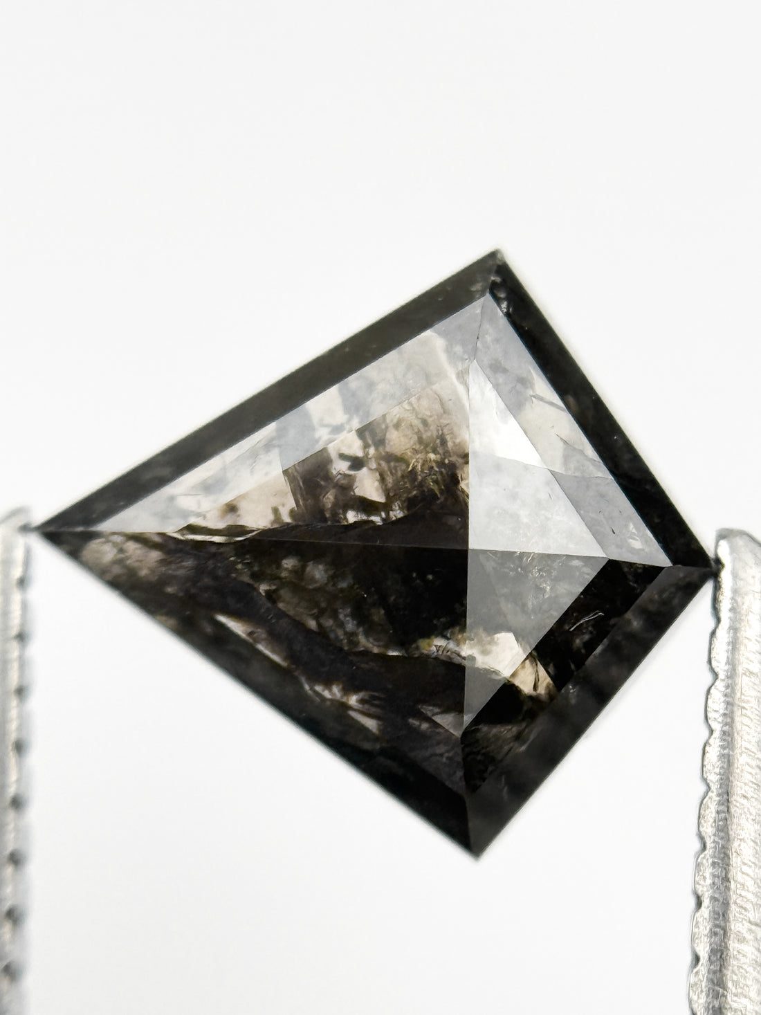 1.75 Ct Kite Rose Cut Grey Natural Salt and Pepper Diamond