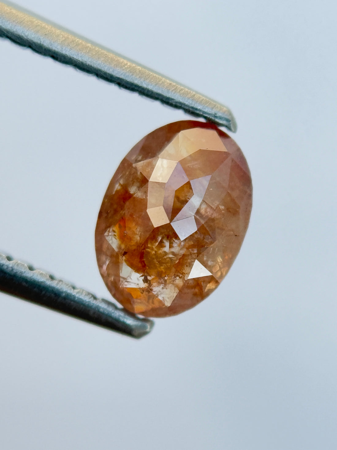 0.97 Ct Oval Rose Cut Red Natural Salt and Pepper Diamond