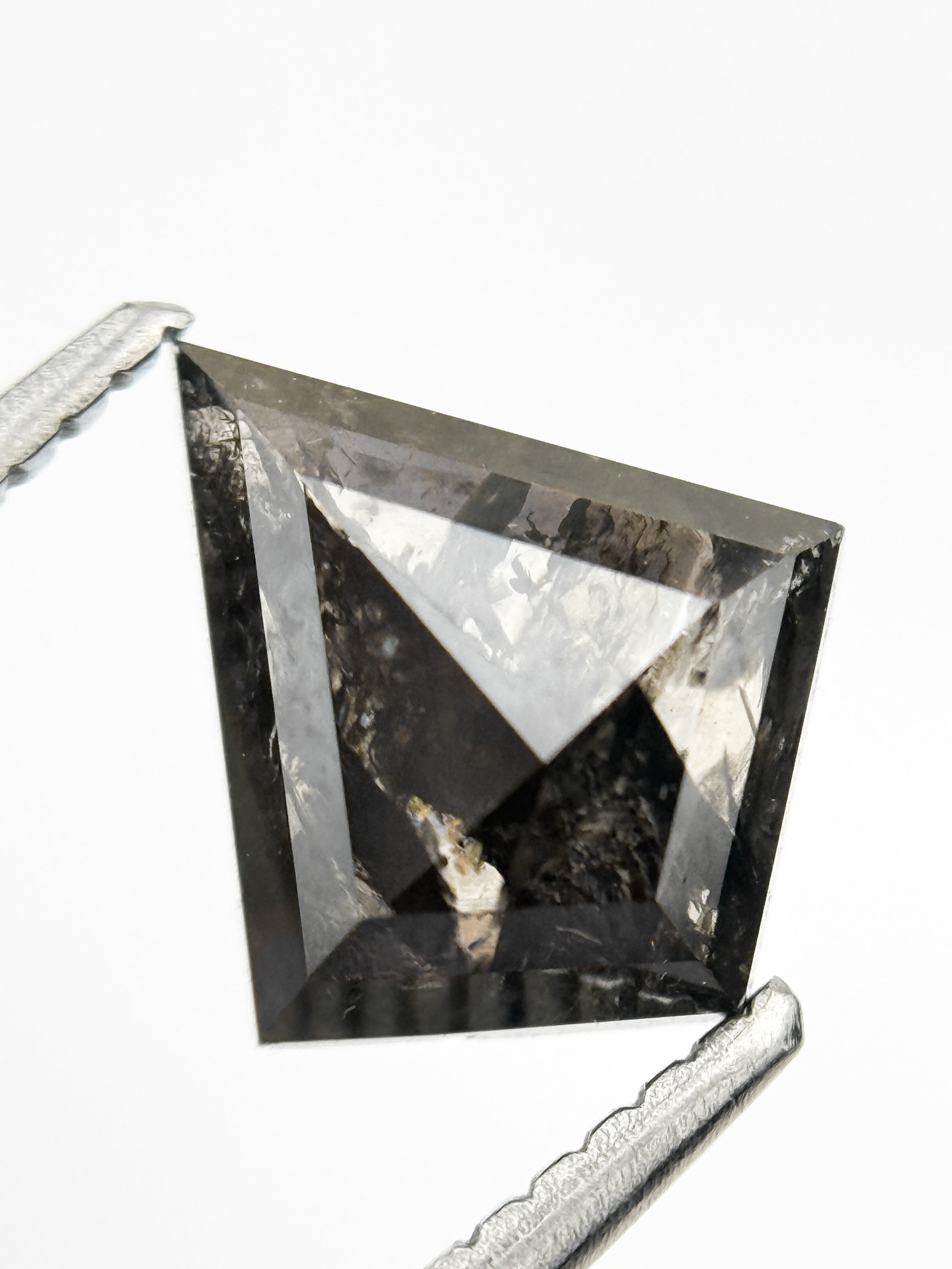 1.75 Ct Kite Rose Cut Grey Natural Salt and Pepper Diamond