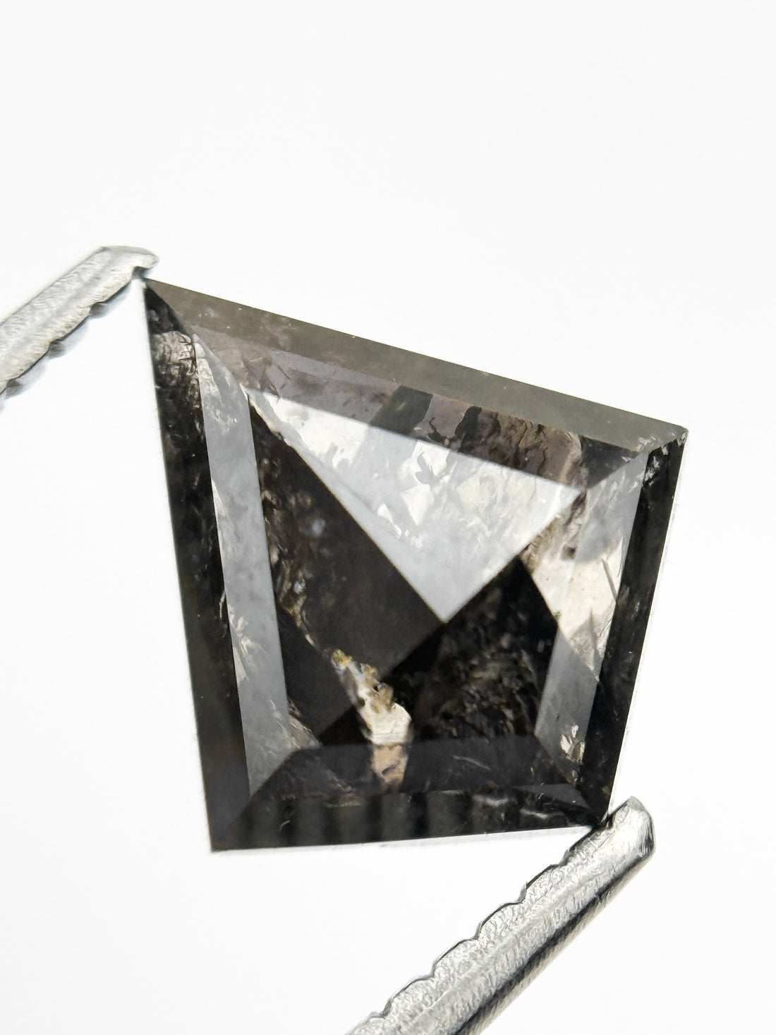 1.75 Ct Kite Rose Cut Grey Natural Salt and Pepper Diamond