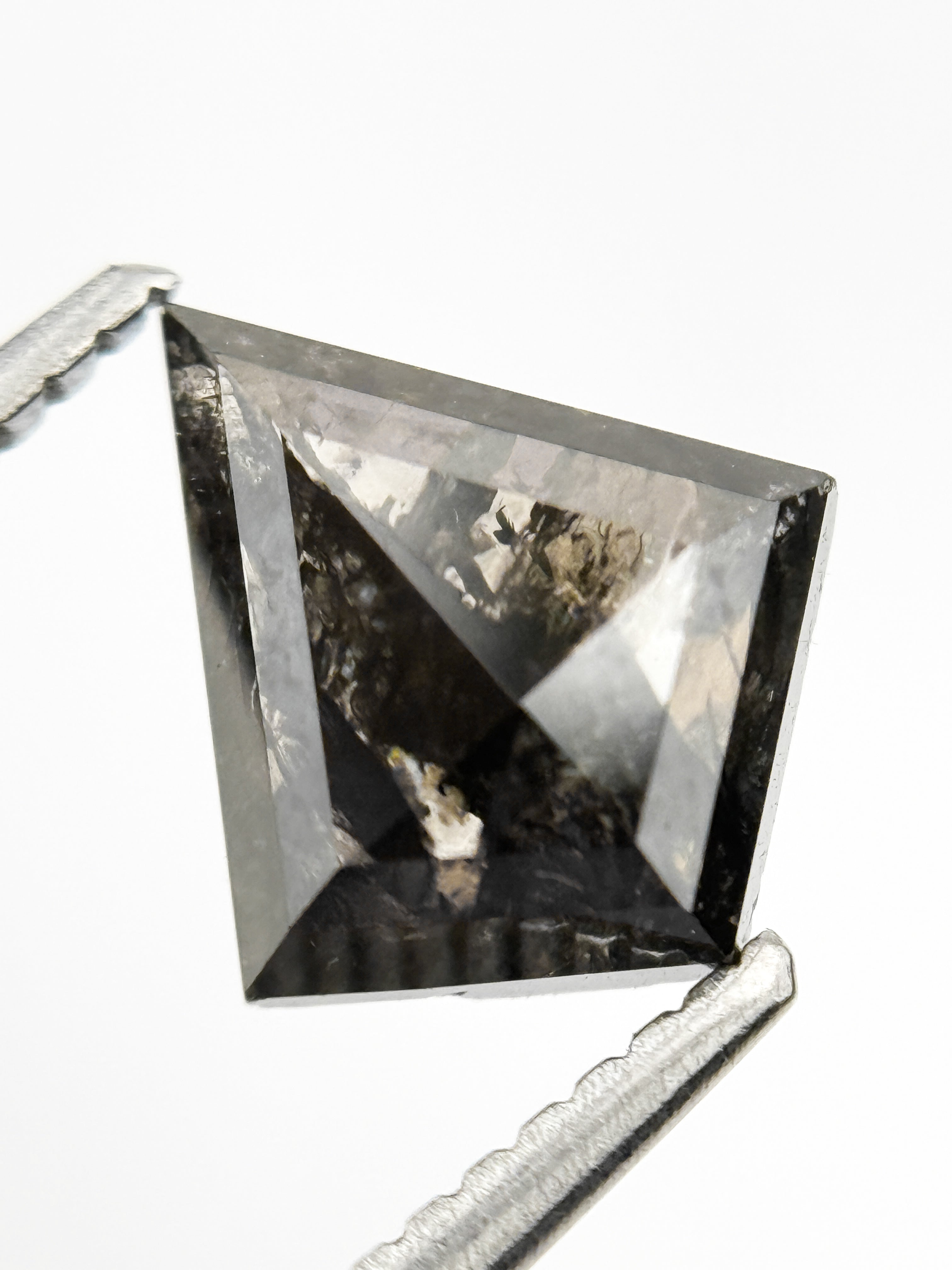 1.75 Ct Kite Rose Cut Grey Natural Salt and Pepper Diamond