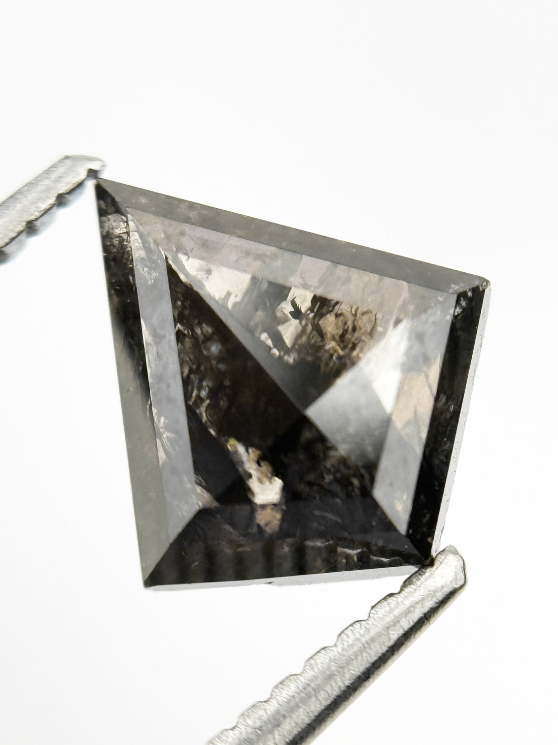 1.75 Ct Kite Rose Cut Grey Natural Salt and Pepper Diamond