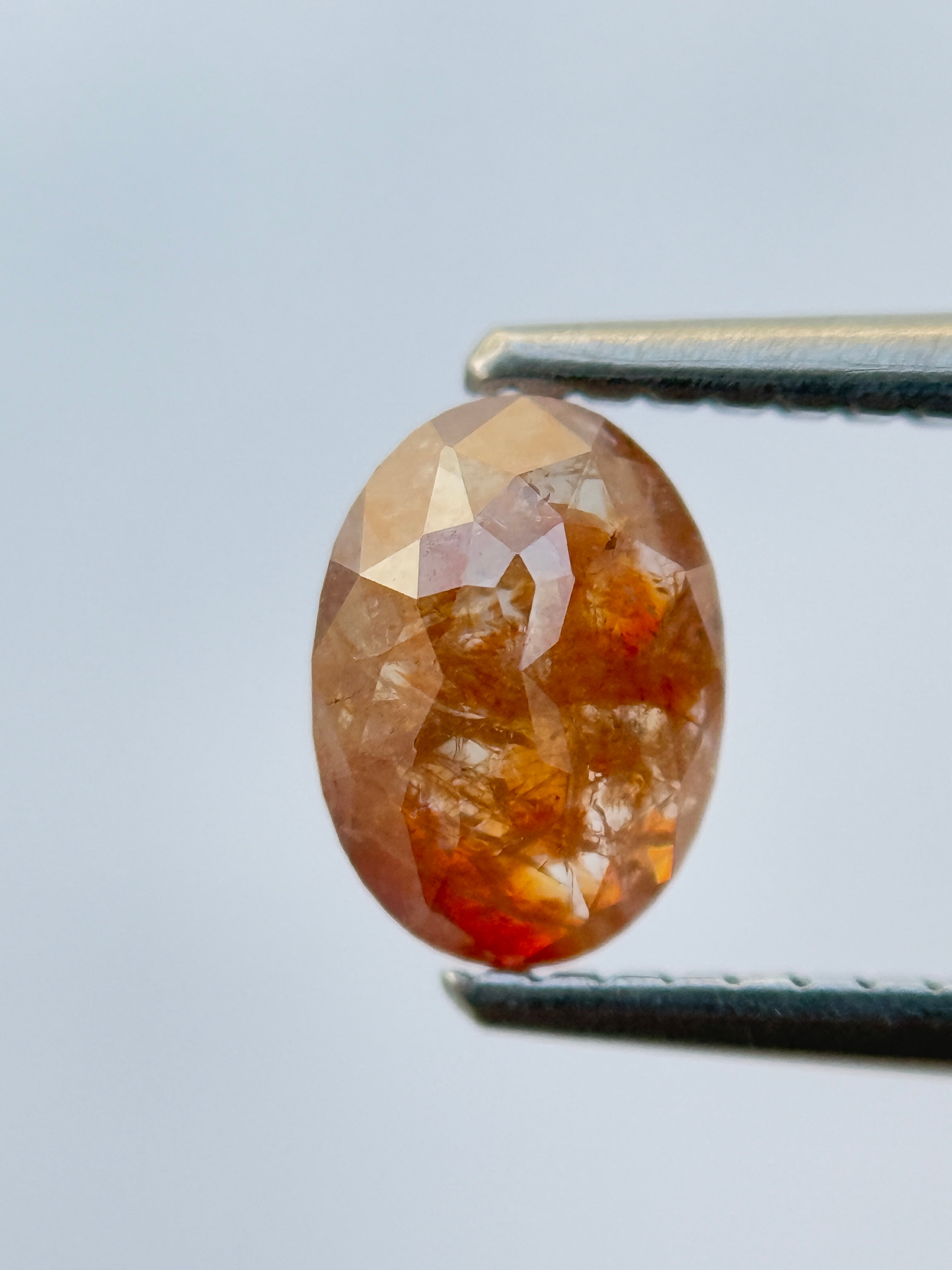 0.97 Ct Oval Rose Cut Red Natural Salt and Pepper Diamond