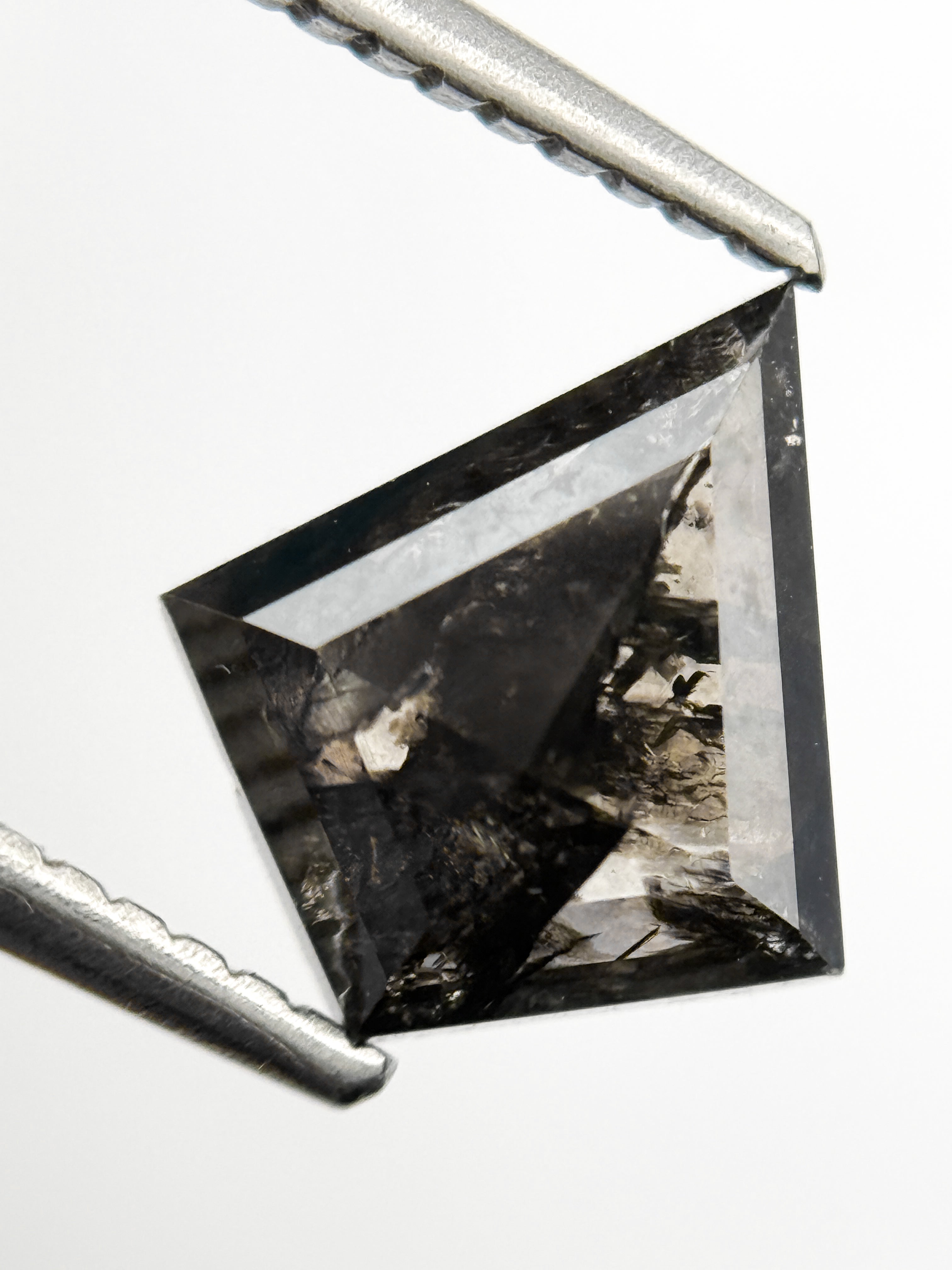 1.75 Ct Kite Rose Cut Grey Natural Salt and Pepper Diamond