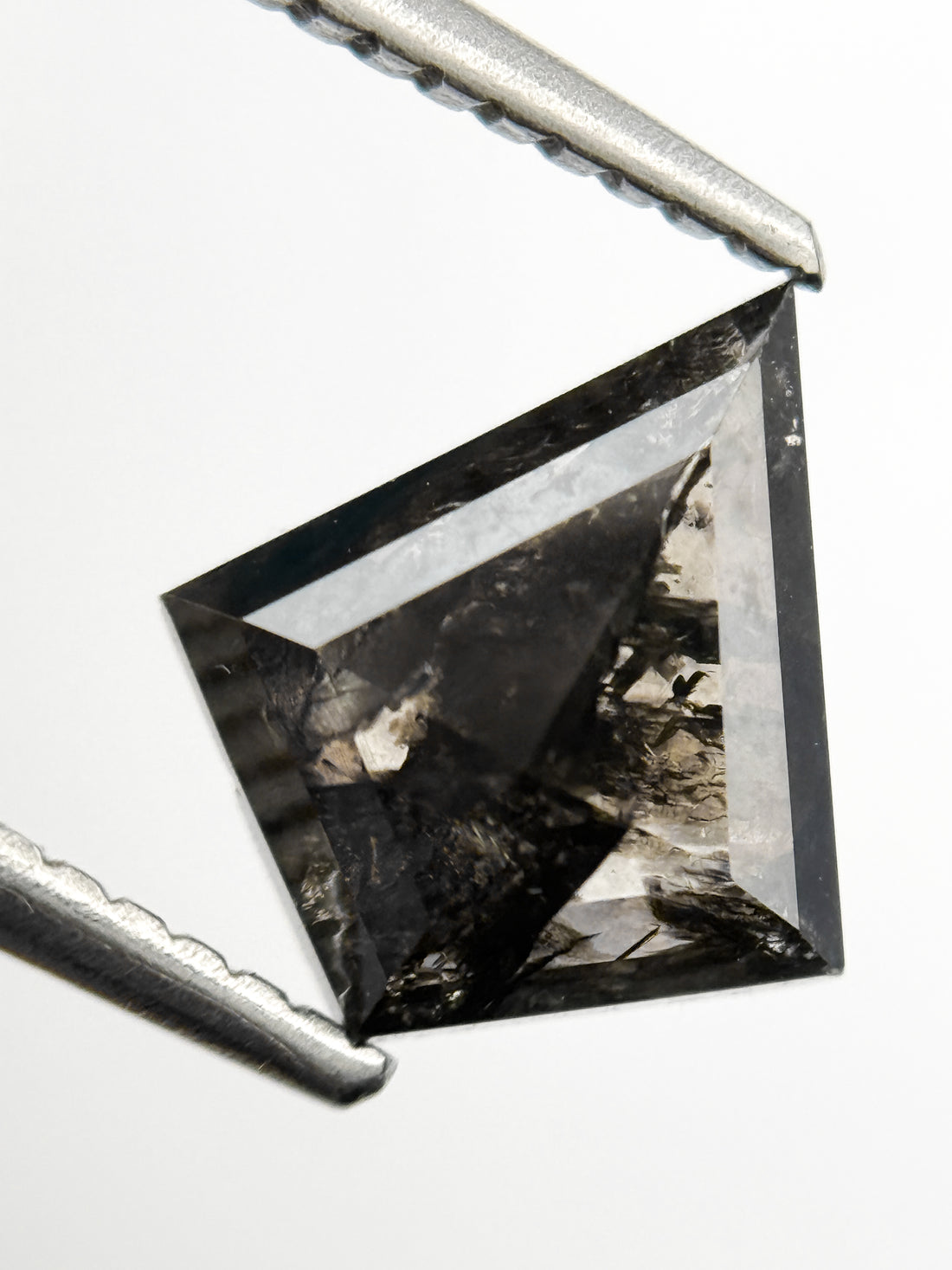 1.75 Ct Kite Rose Cut Grey Natural Salt and Pepper Diamond