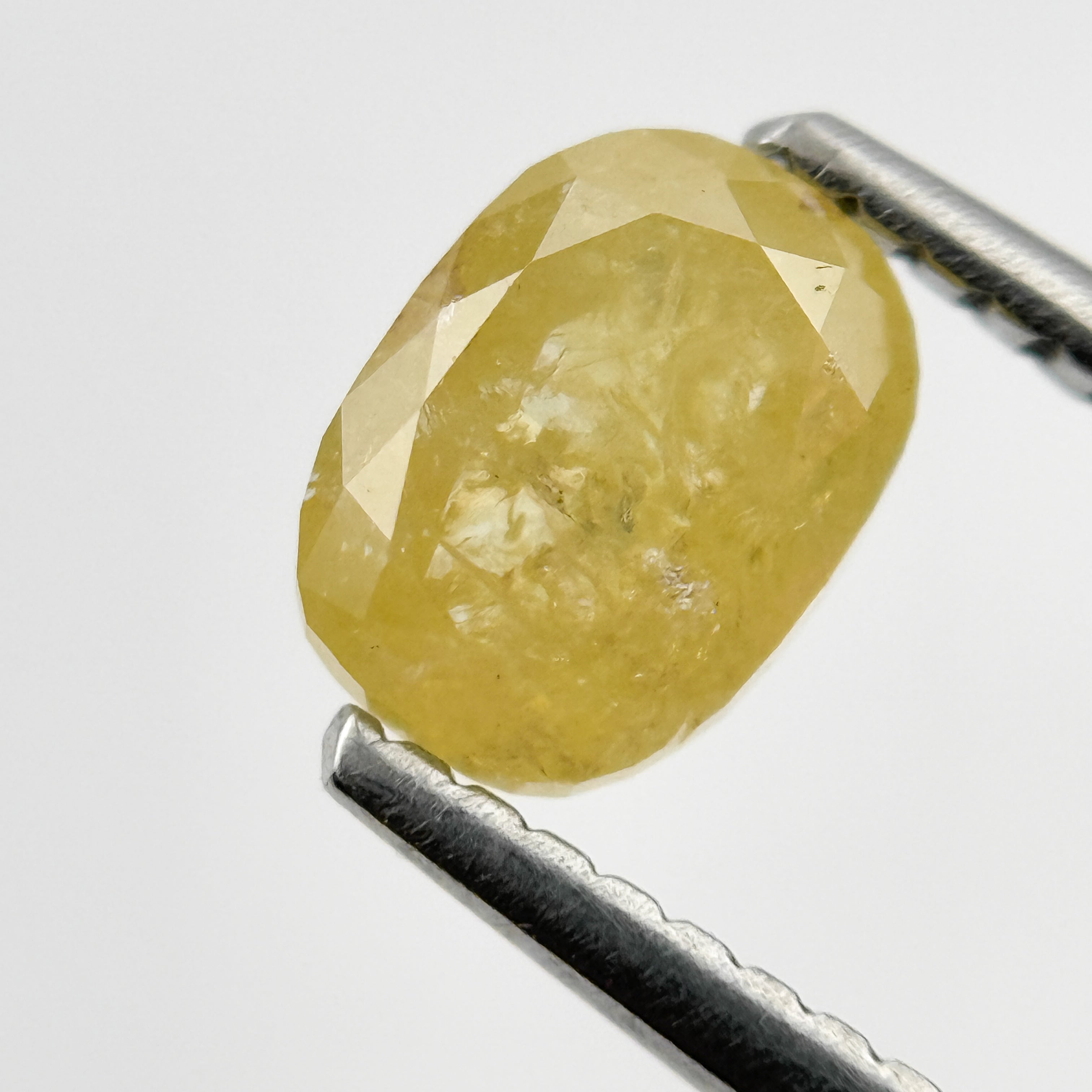 1.15 Ct Oval Rose Cut Yellow Natural Salt and Pepper Diamond