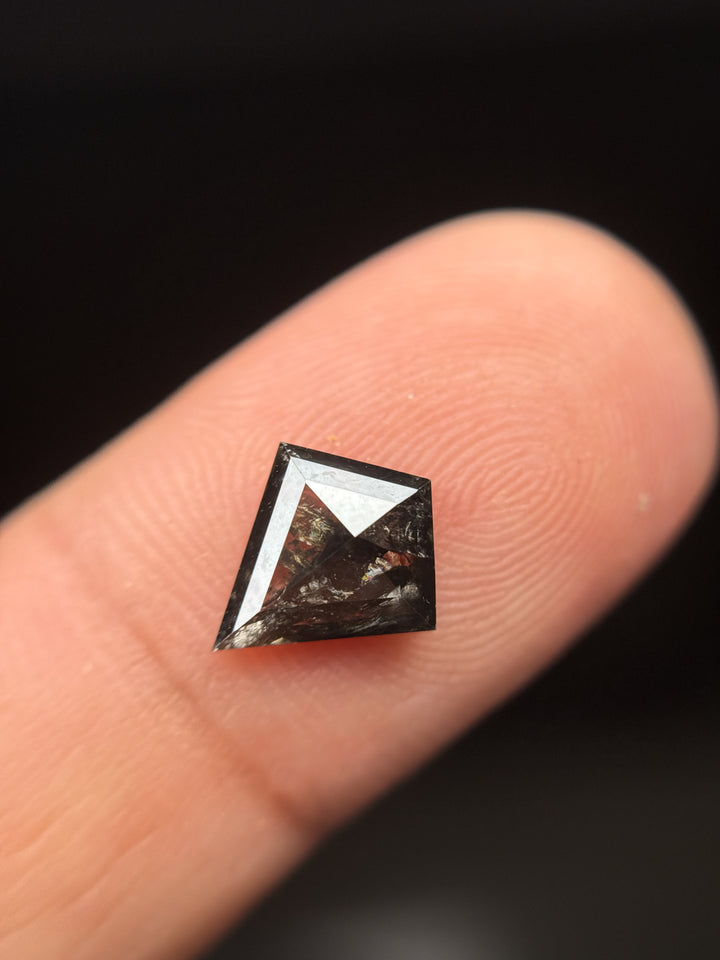 1.75 Ct Kite Rose Cut Grey Natural Salt and Pepper Diamond