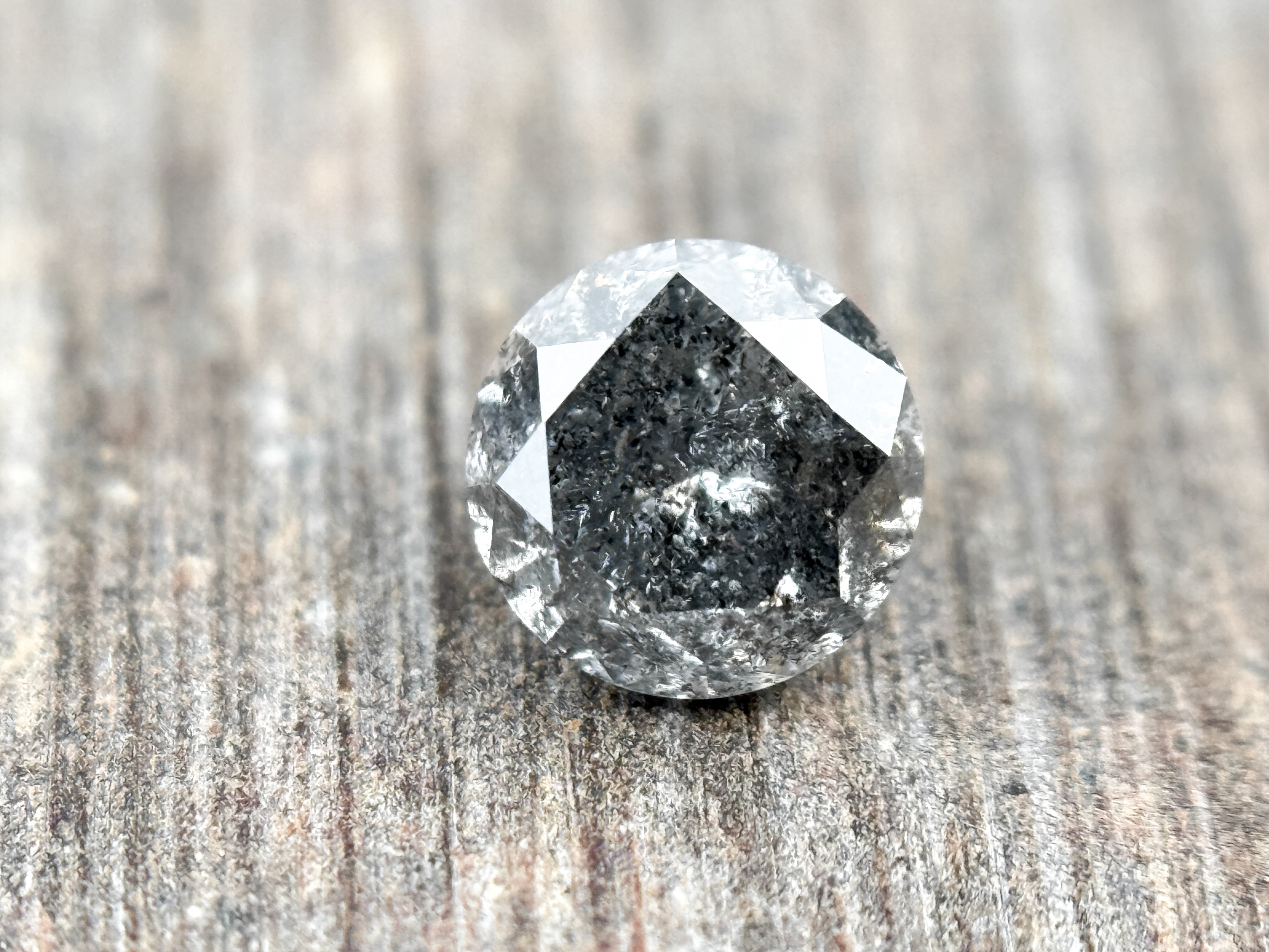 0.58 Ct Round Brilliant Cut Grey Natural Salt and Pepper Diamond