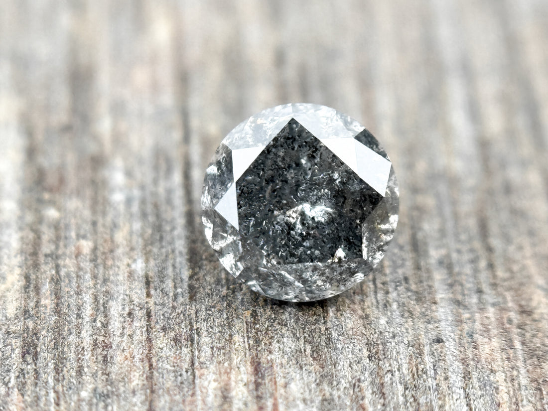 0.58 Ct Round Brilliant Cut Grey Natural Salt and Pepper Diamond