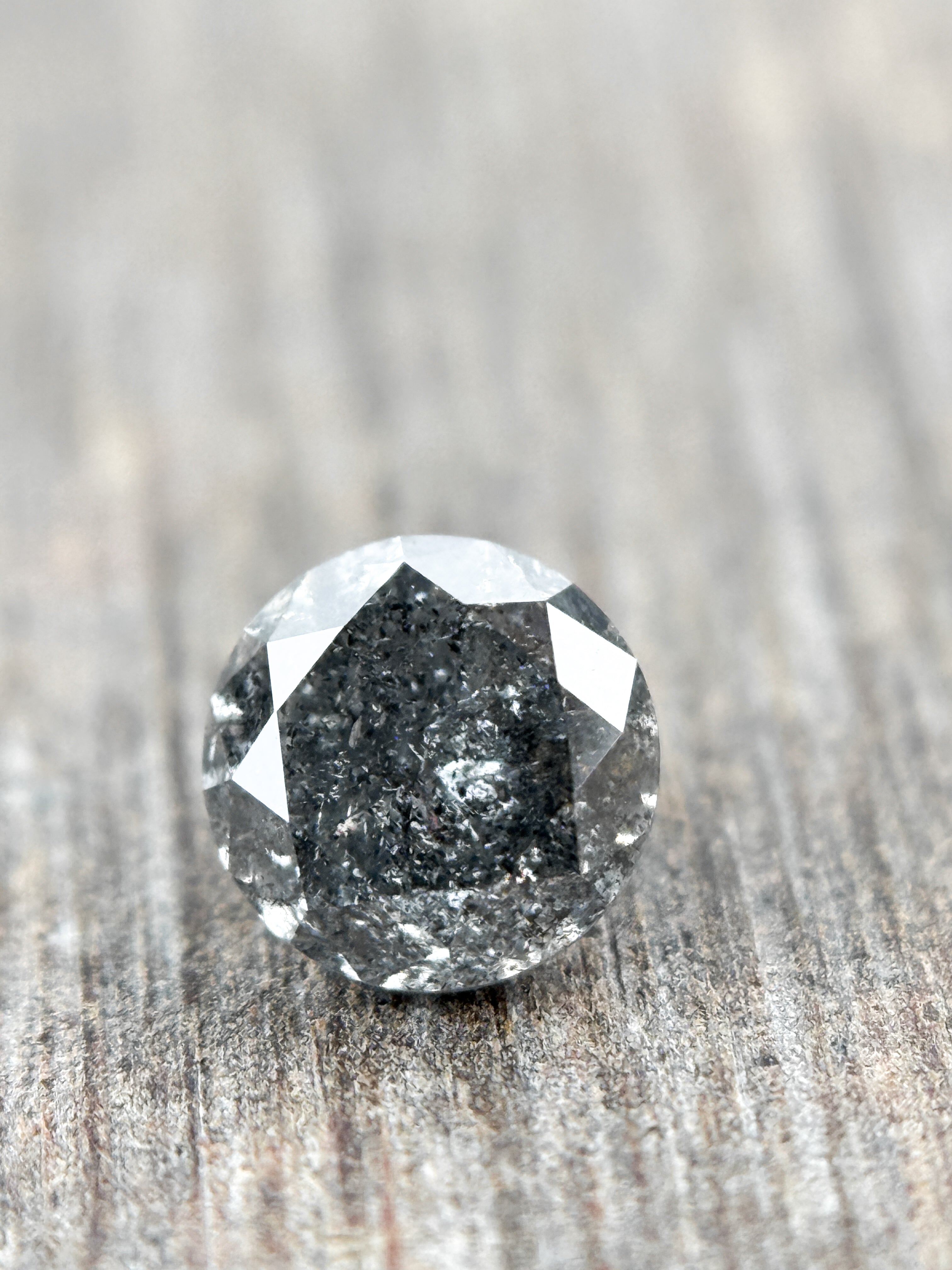 0.58 Ct Round Brilliant Cut Grey Natural Salt and Pepper Diamond