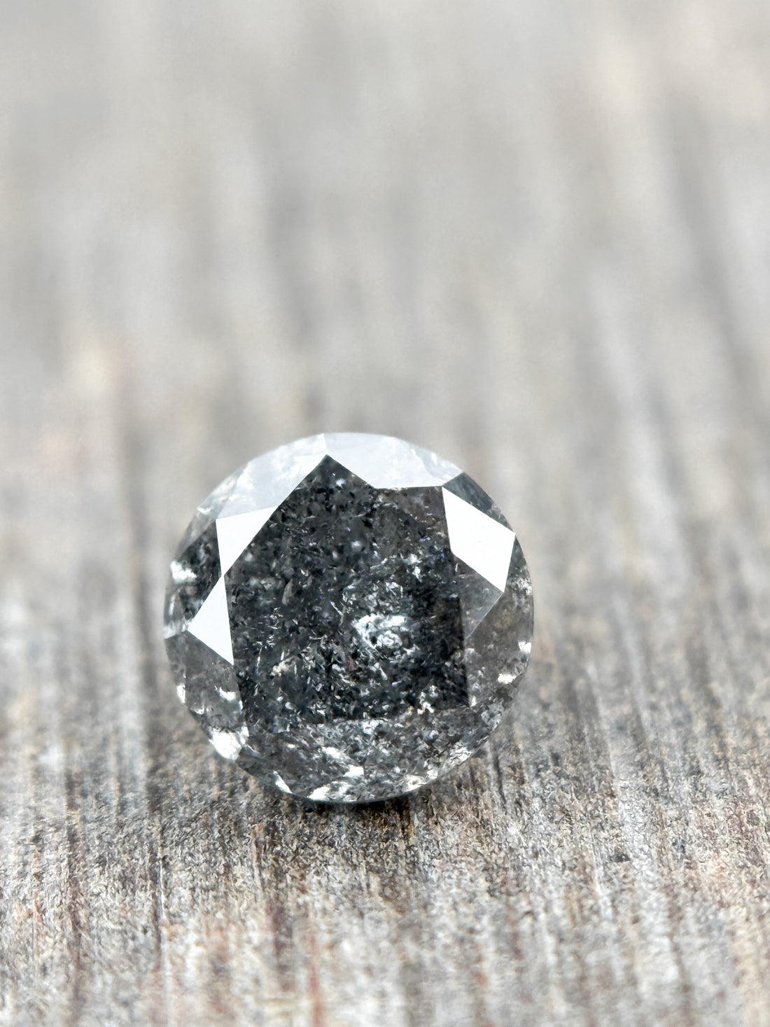 0.58 Ct Round Brilliant Cut Grey Natural Salt and Pepper Diamond