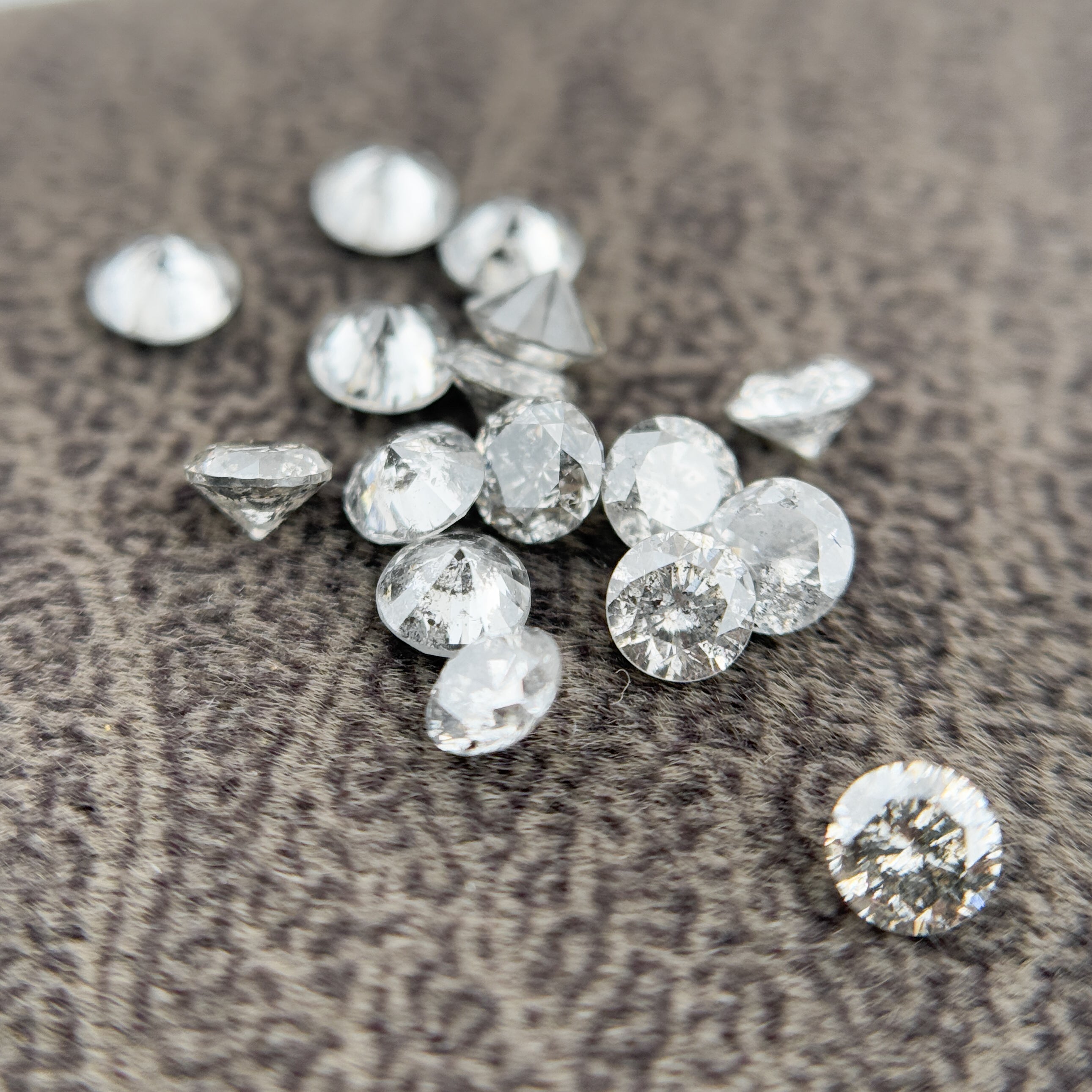 2.0 MM Round Brilliant Cut Grey Natural Salt and Pepper Diamond