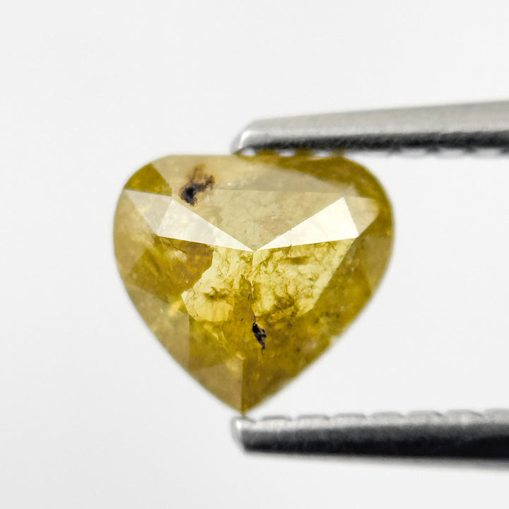 0.76 Ct Heart Rose Cut Yellow Natural Salt and Pepper Diamond