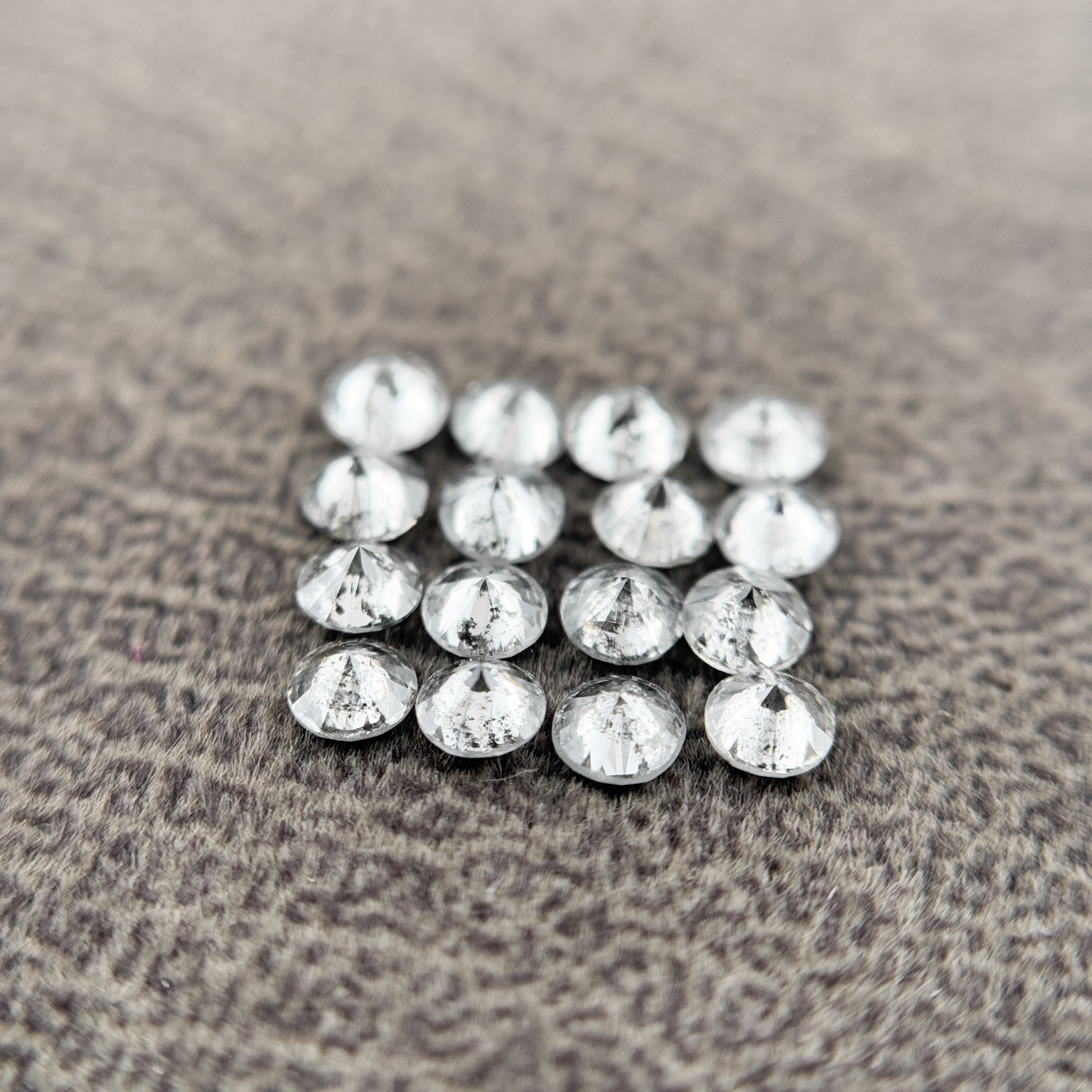 2.0 MM Round Brilliant Cut Grey Natural Salt and Pepper Diamond
