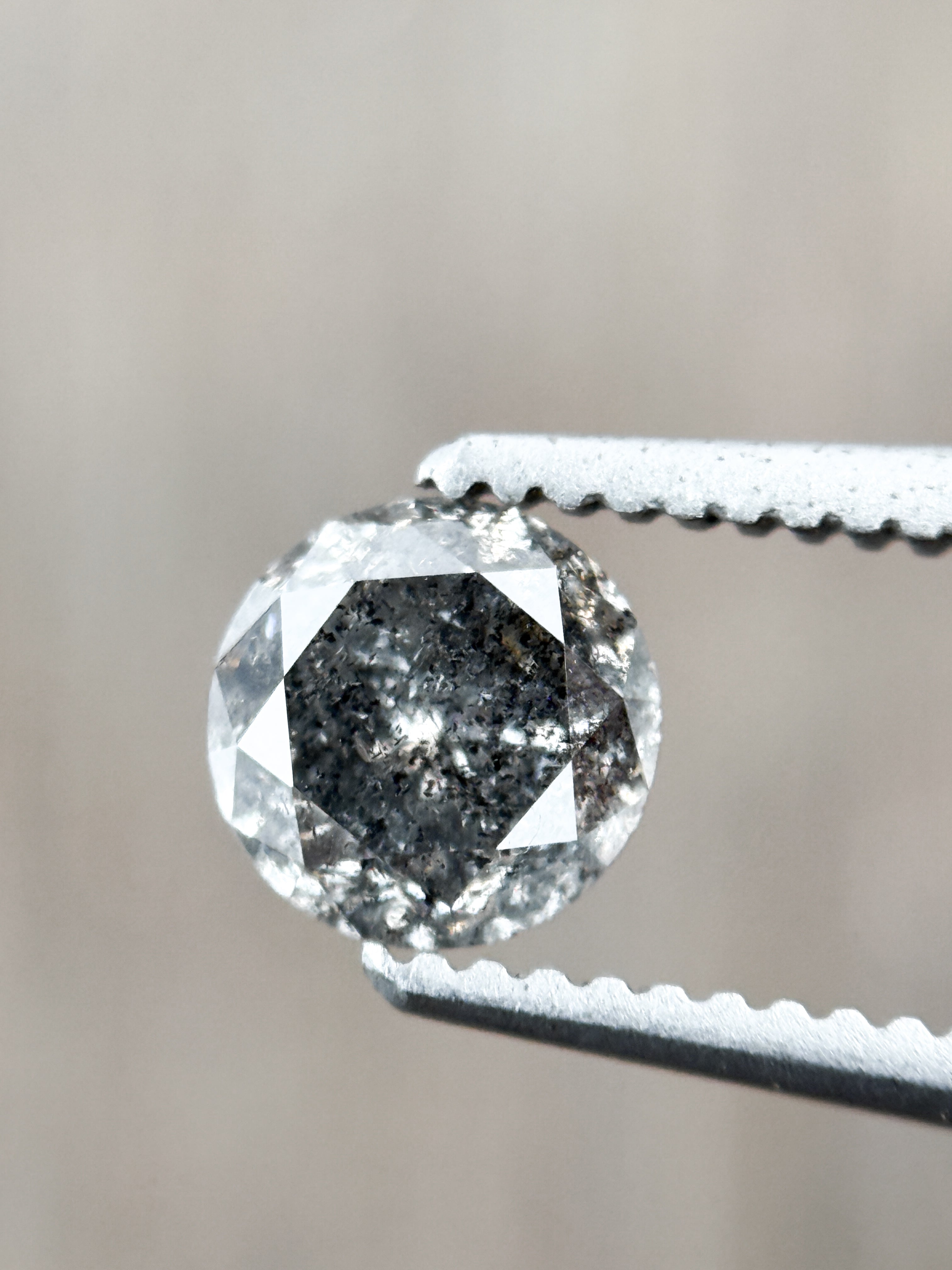 0.58 Ct Round Brilliant Cut Grey Natural Salt and Pepper Diamond