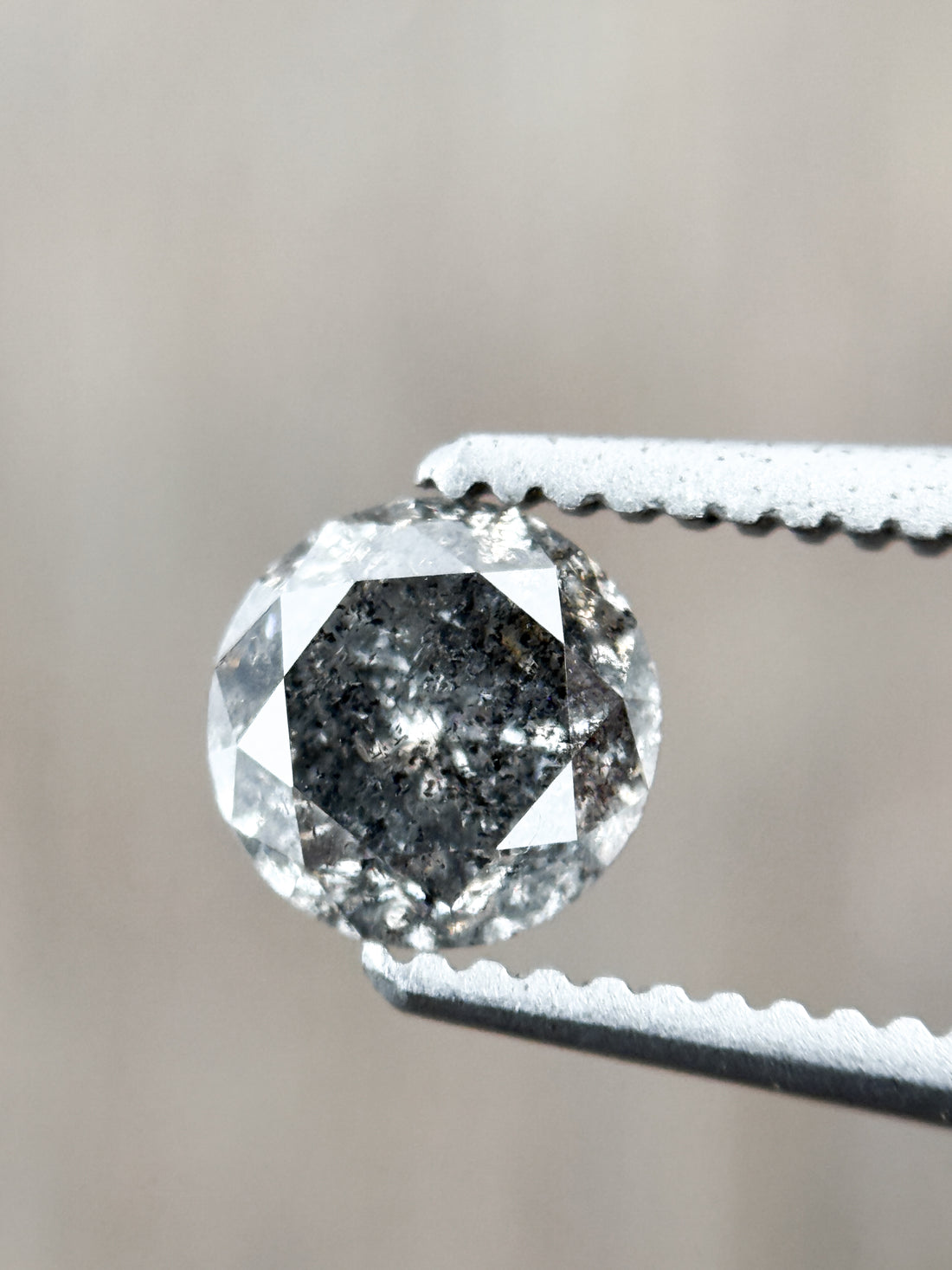 0.58 Ct Round Brilliant Cut Grey Natural Salt and Pepper Diamond