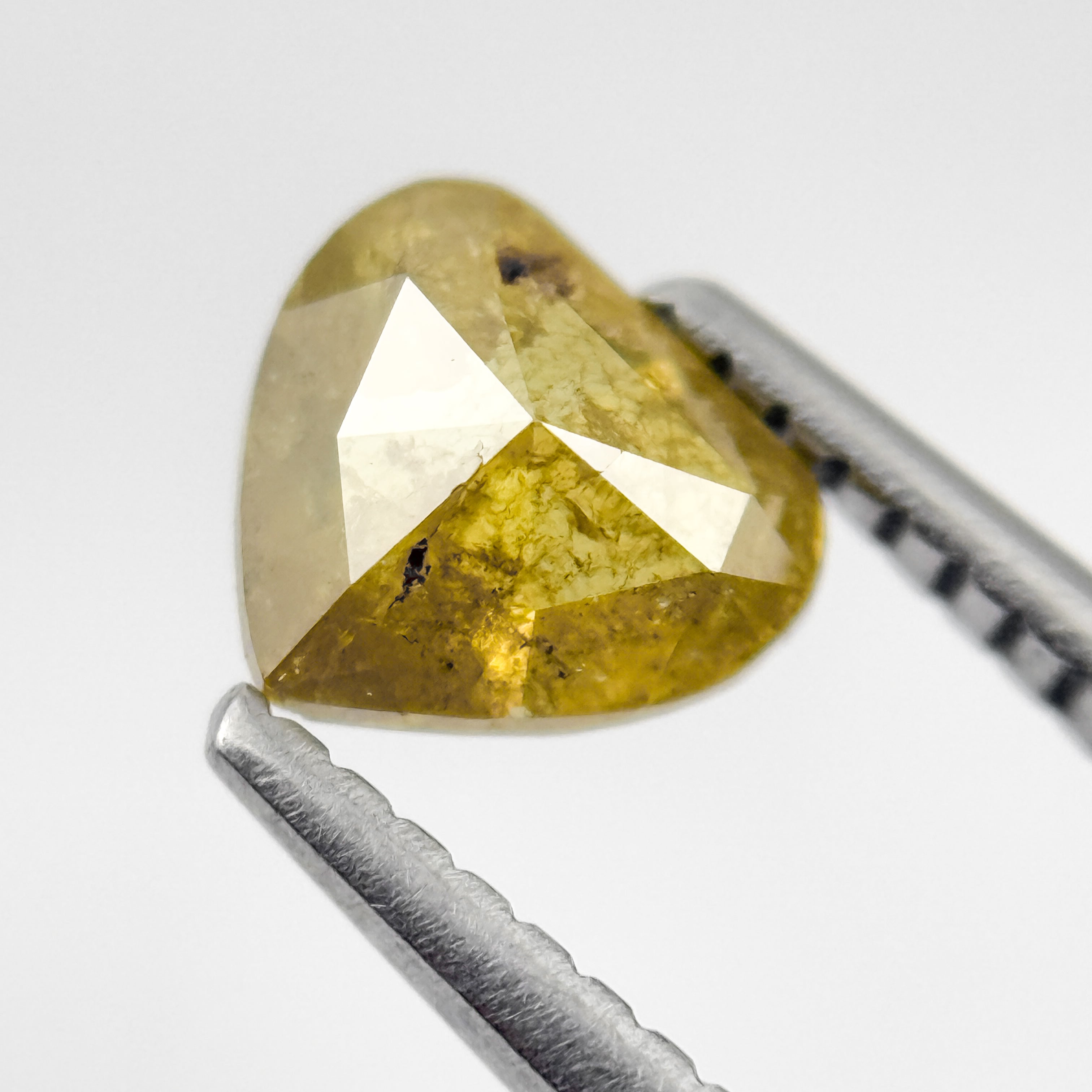 0.76 Ct Heart Rose Cut Yellow Natural Salt and Pepper Diamond
