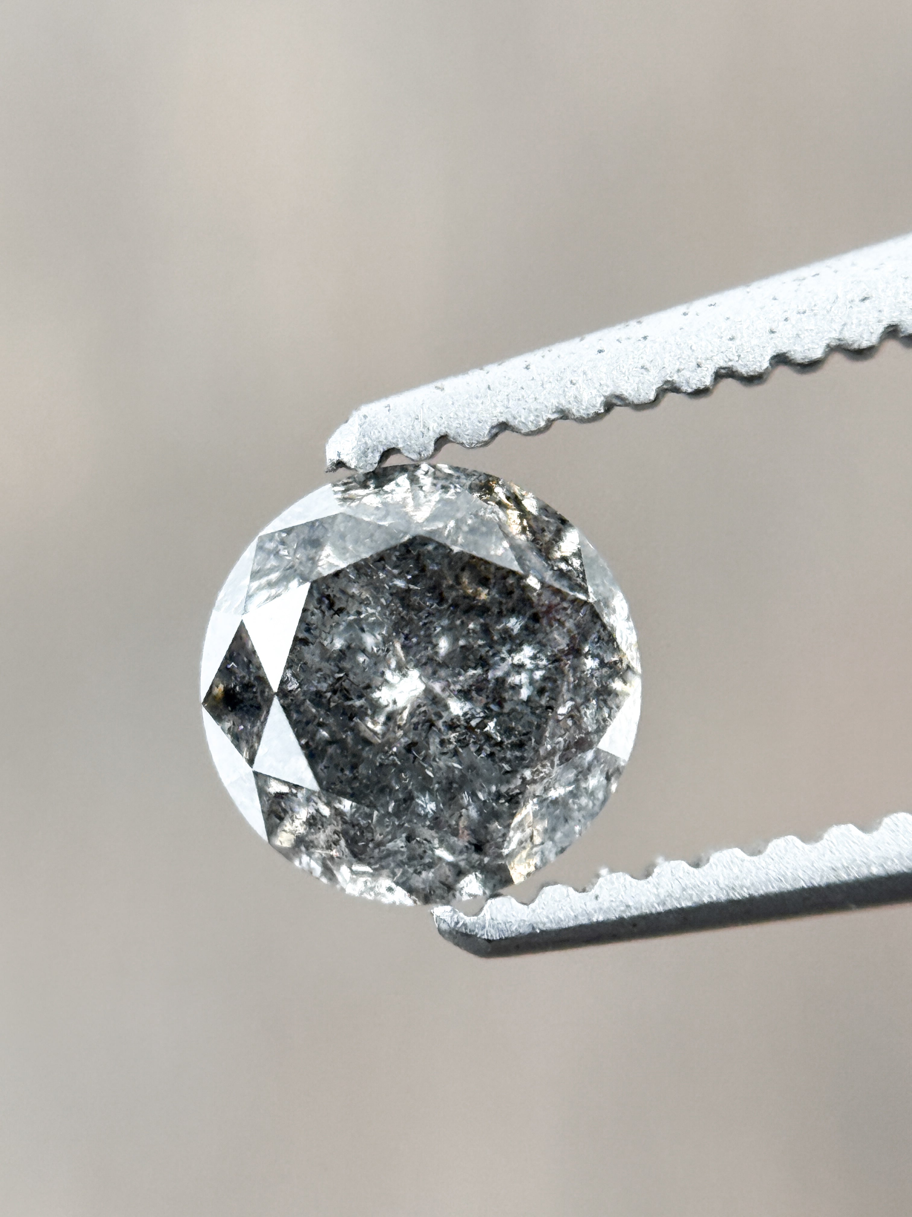 0.58 Ct Round Brilliant Cut Grey Natural Salt and Pepper Diamond