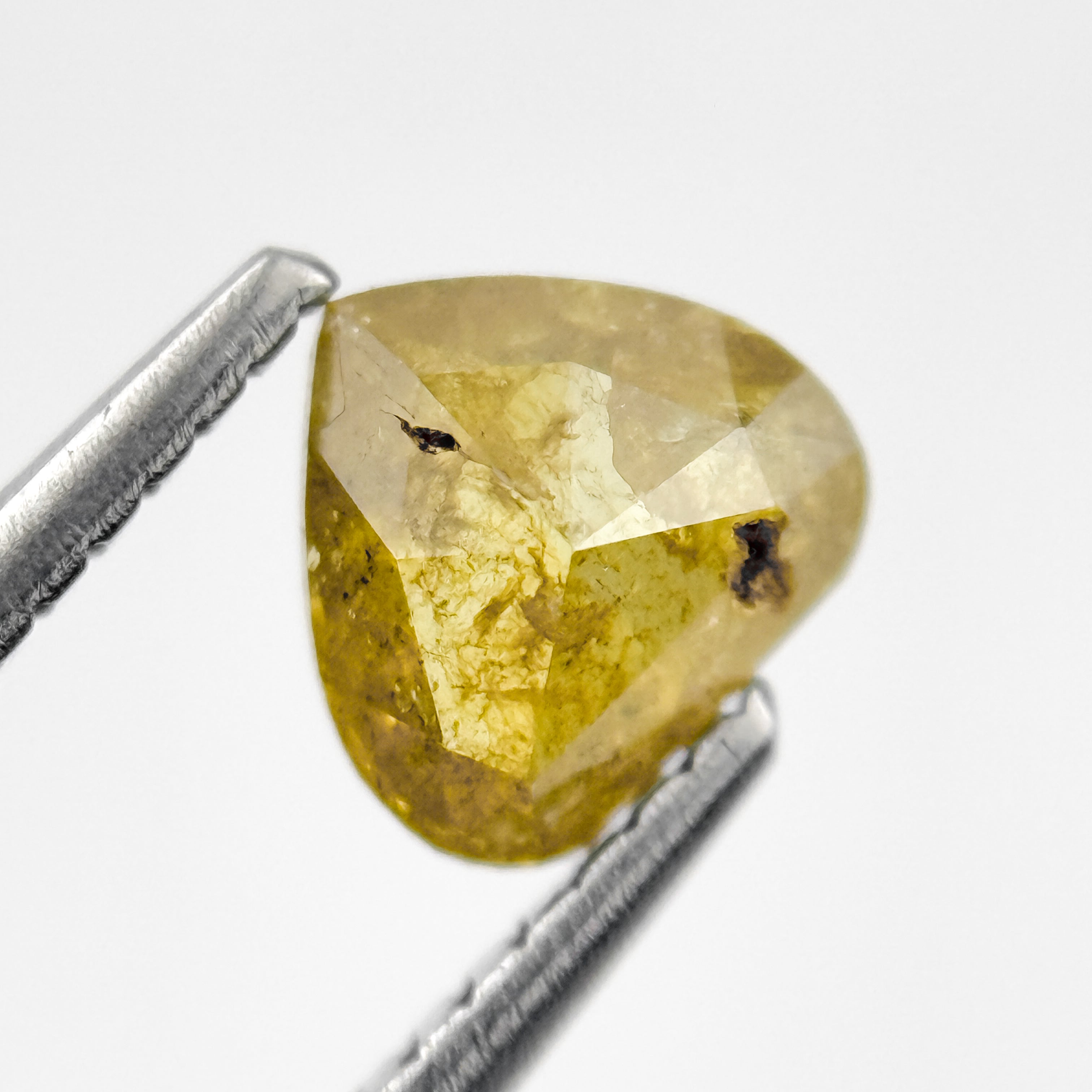 0.76 Ct Heart Rose Cut Yellow Natural Salt and Pepper Diamond