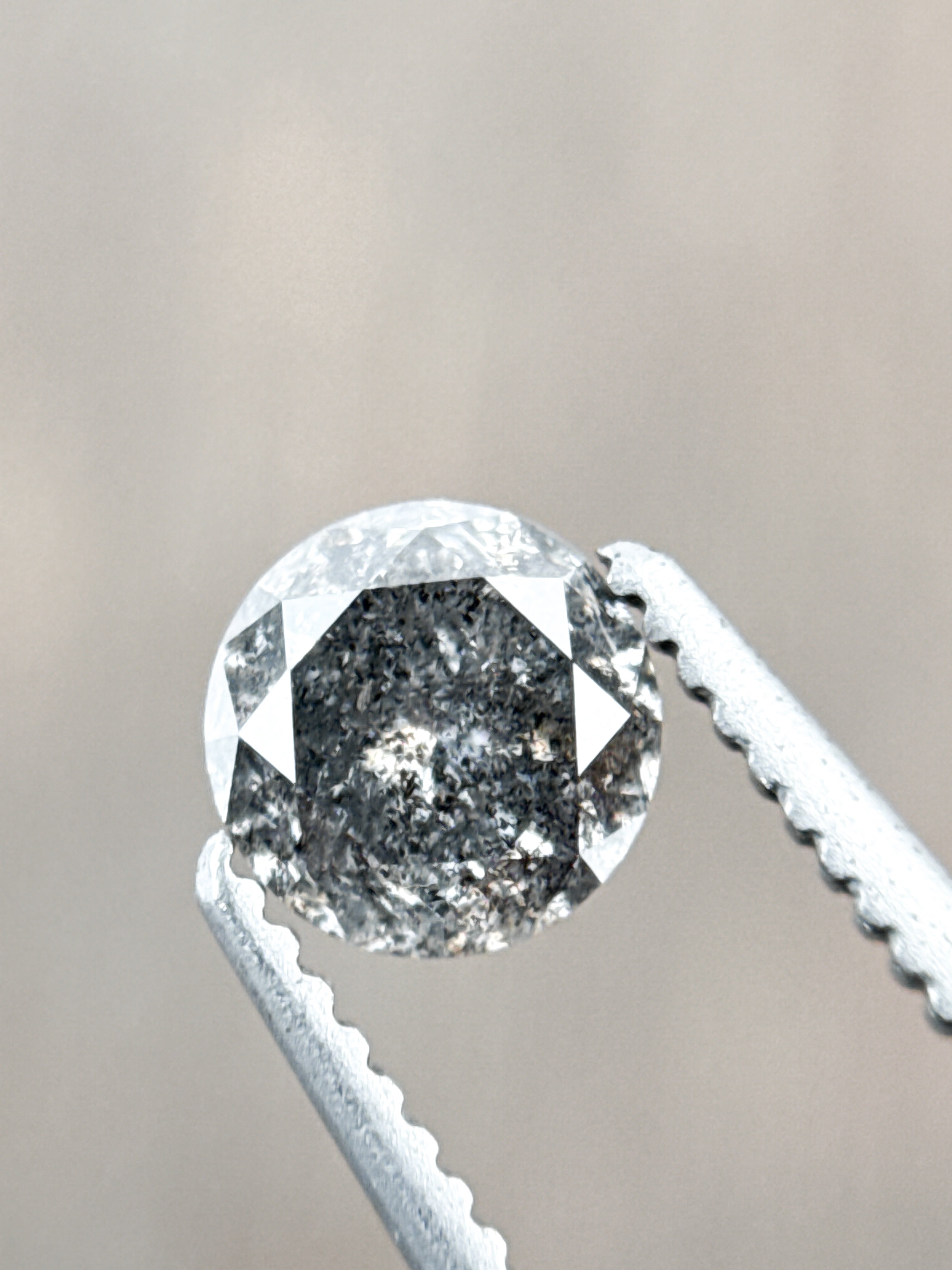 0.58 Ct Round Brilliant Cut Grey Natural Salt and Pepper Diamond