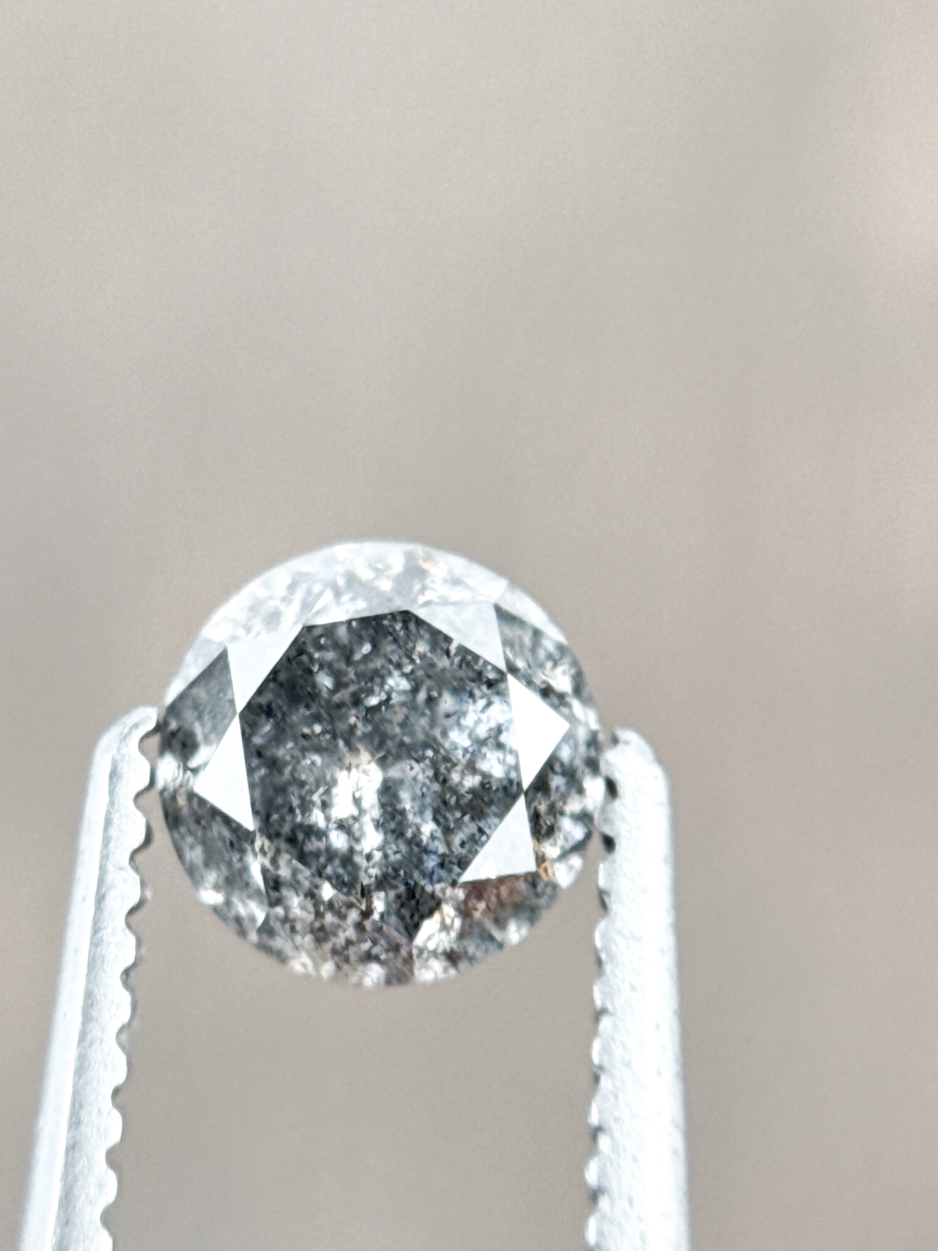 0.58 Ct Round Brilliant Cut Grey Natural Salt and Pepper Diamond