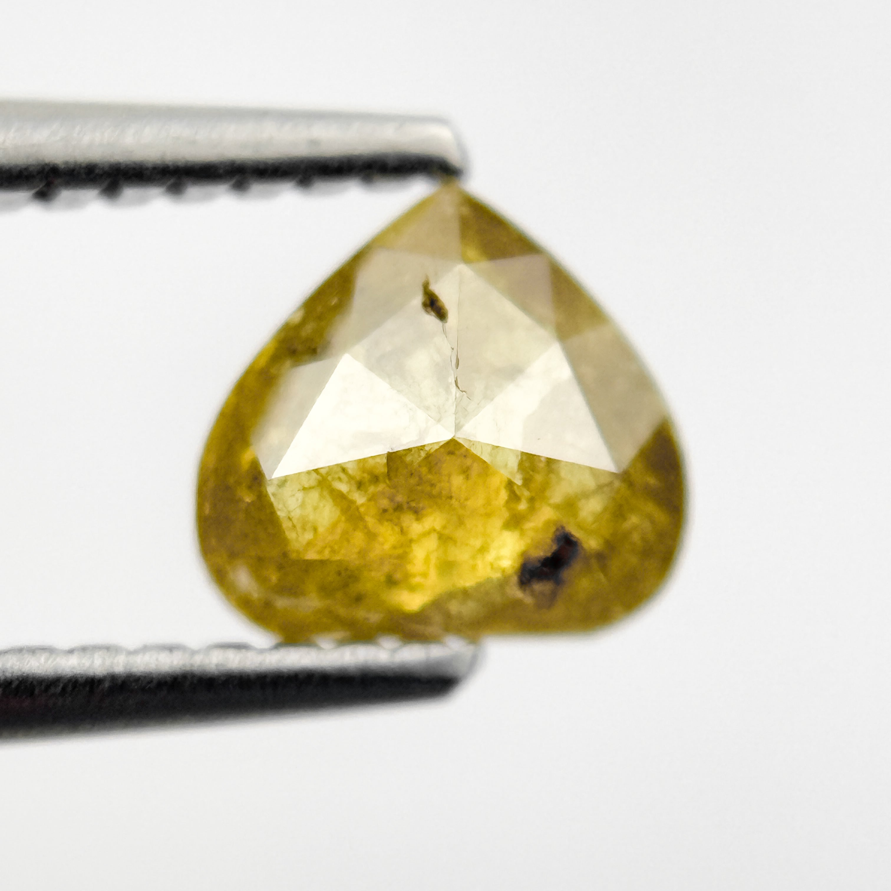 0.76 Ct Heart Rose Cut Yellow Natural Salt and Pepper Diamond