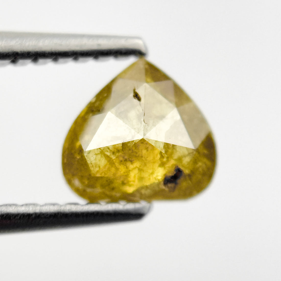 0.76 Ct Heart Rose Cut Yellow Natural Salt and Pepper Diamond
