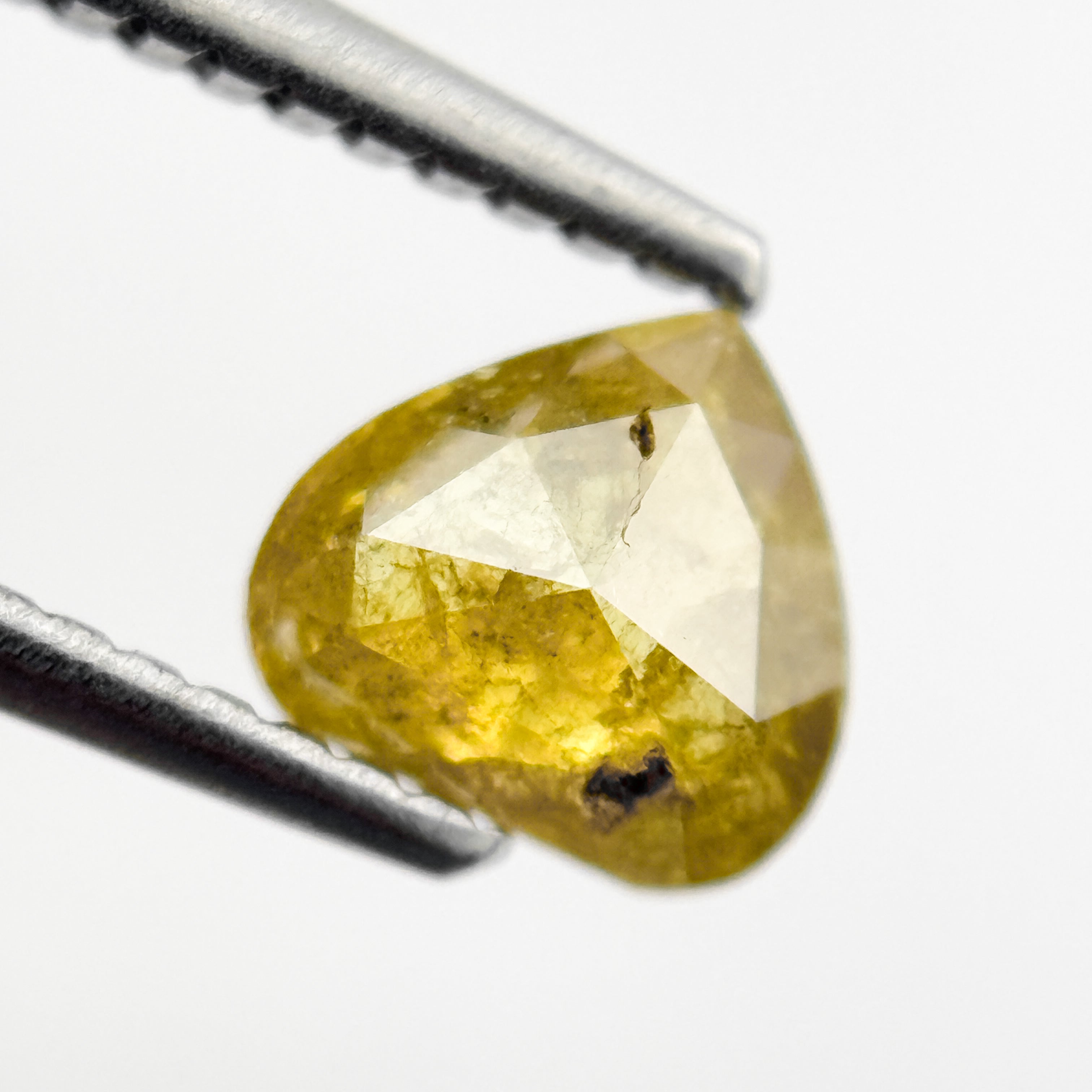 0.76 Ct Heart Rose Cut Yellow Natural Salt and Pepper Diamond